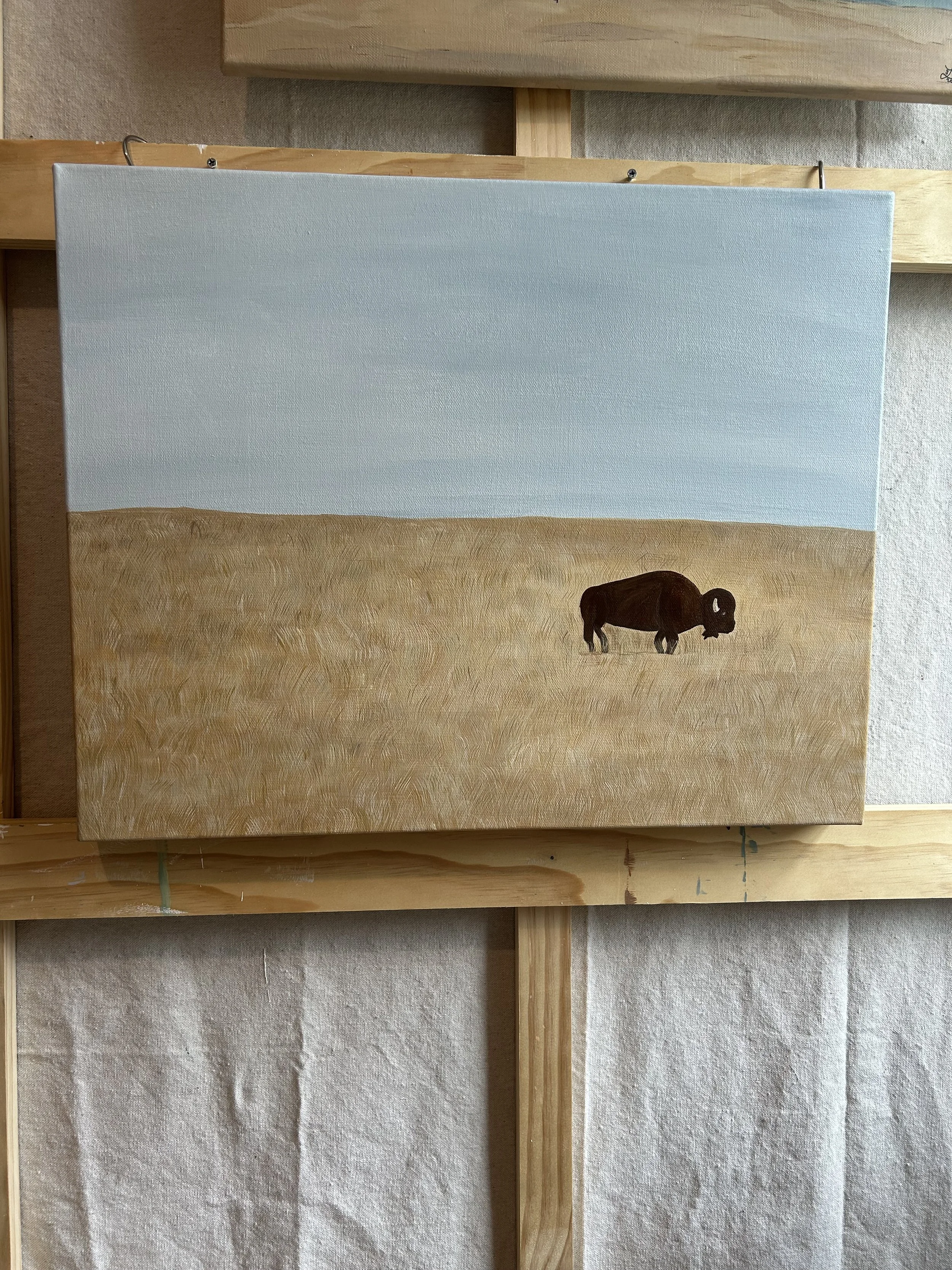 Open Range: Bison Landscape Original Painting, 16 x 20