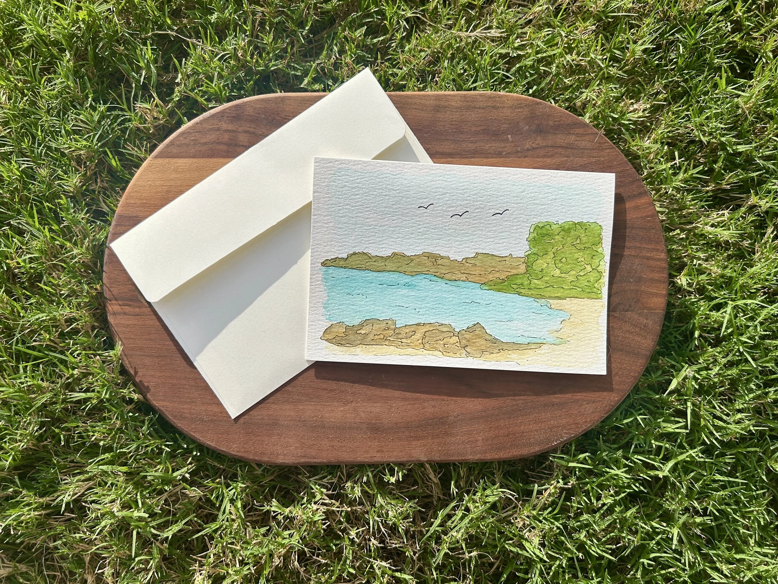 Morning Flight Watercolor Card, Original Hand Painted