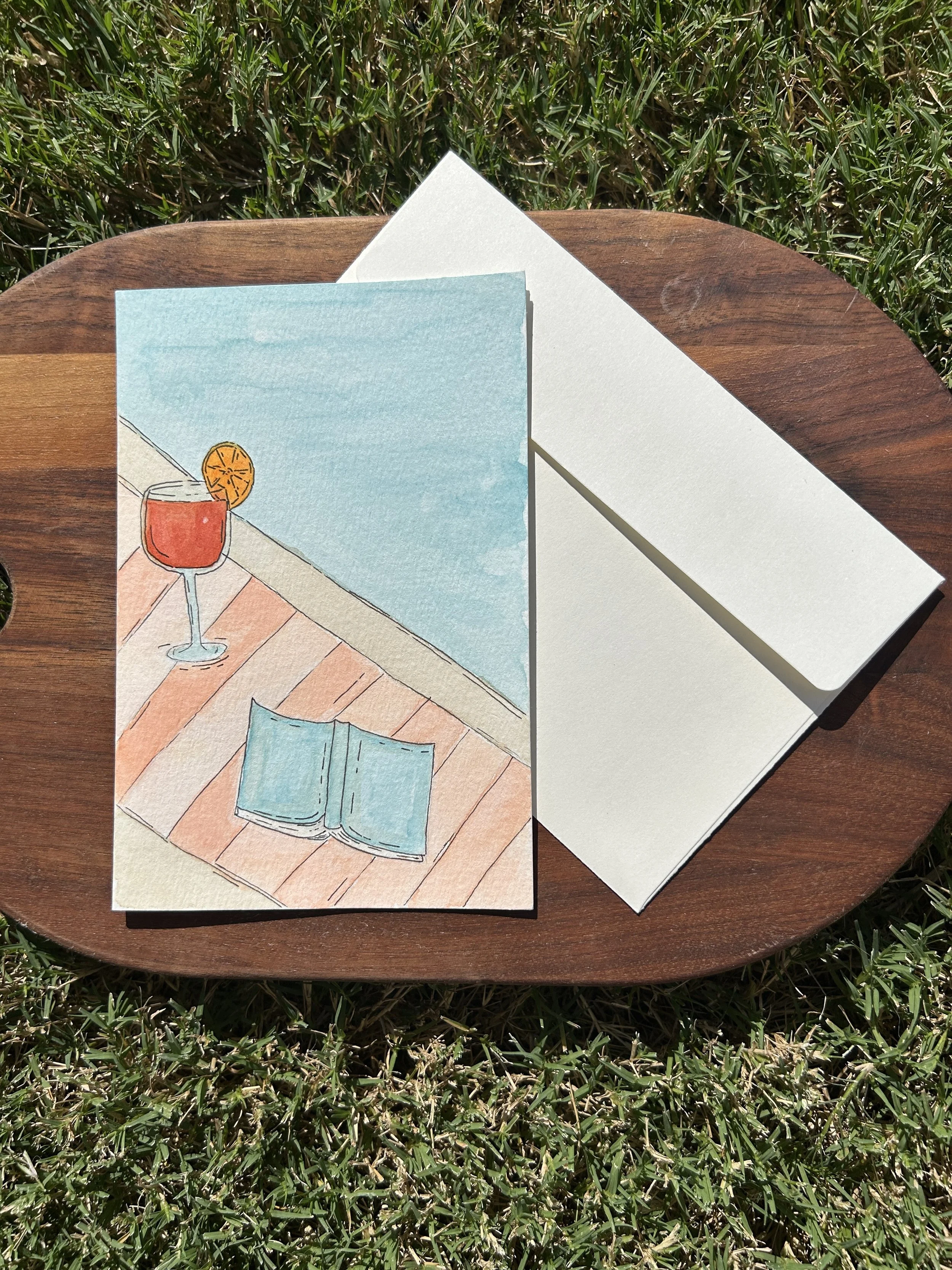 Summertime Spritz Watercolor Card, Original Hand Painted