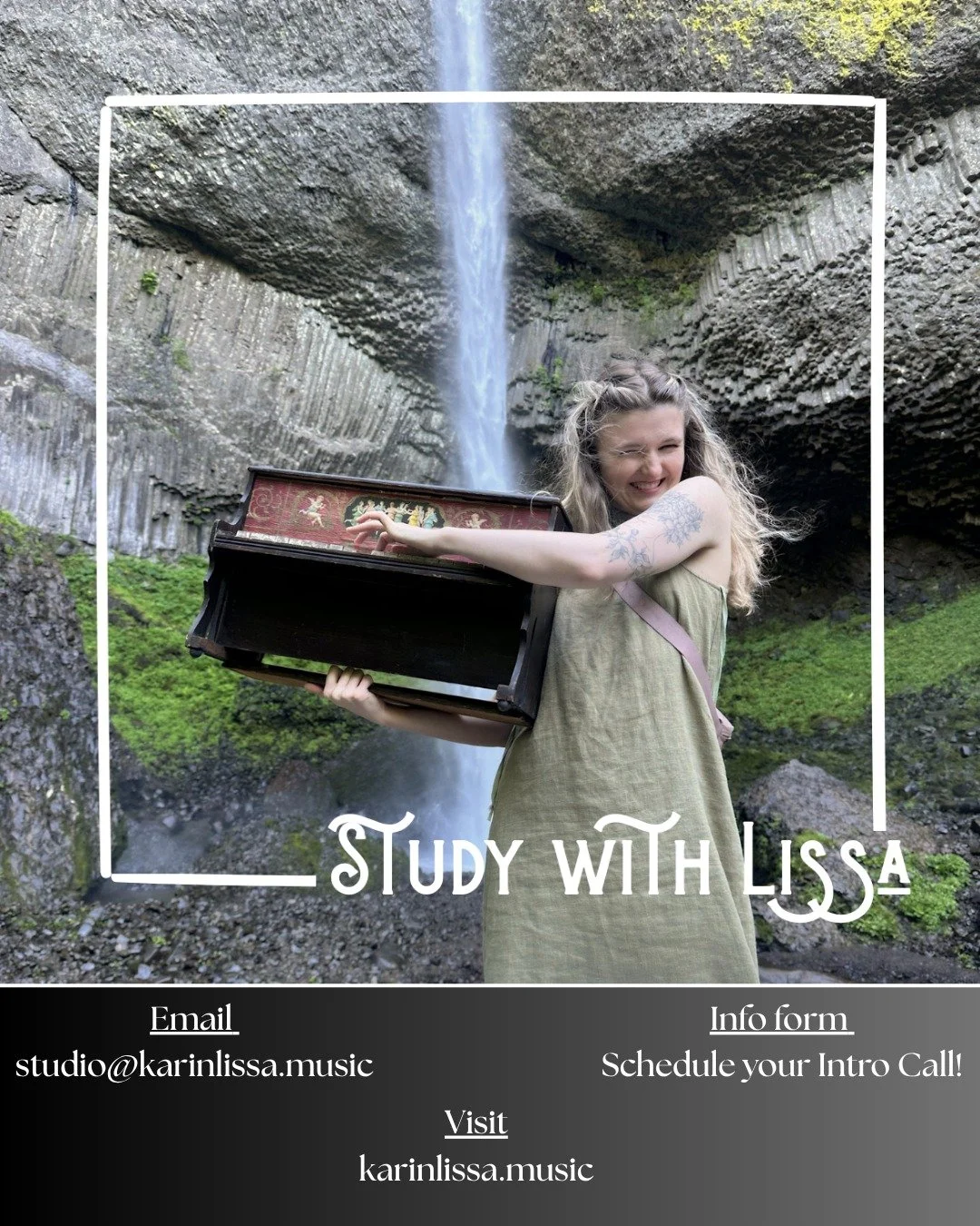 12 Studio Openings - Regular lesson begin late August 2026! Now booking Intro Meetings at karinlissa.music

🎹Piano, voice, guitar, theory, collaborative music, and coaching. 

Be prepared for many a deep-dive and the opportunity to bring awareness t
