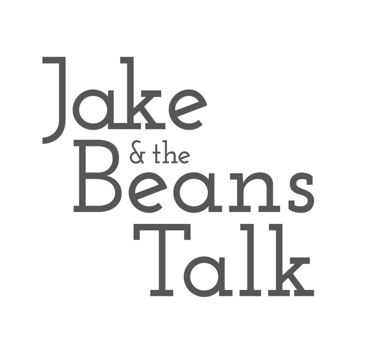 Text reading 'Jake & the Beans Talk' in various sizes on a black background.