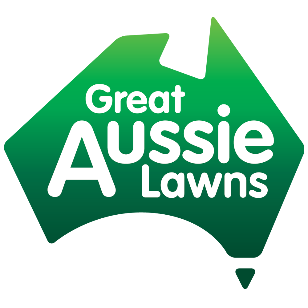 Green logo with white text that reads "Great Aussie Lawns".