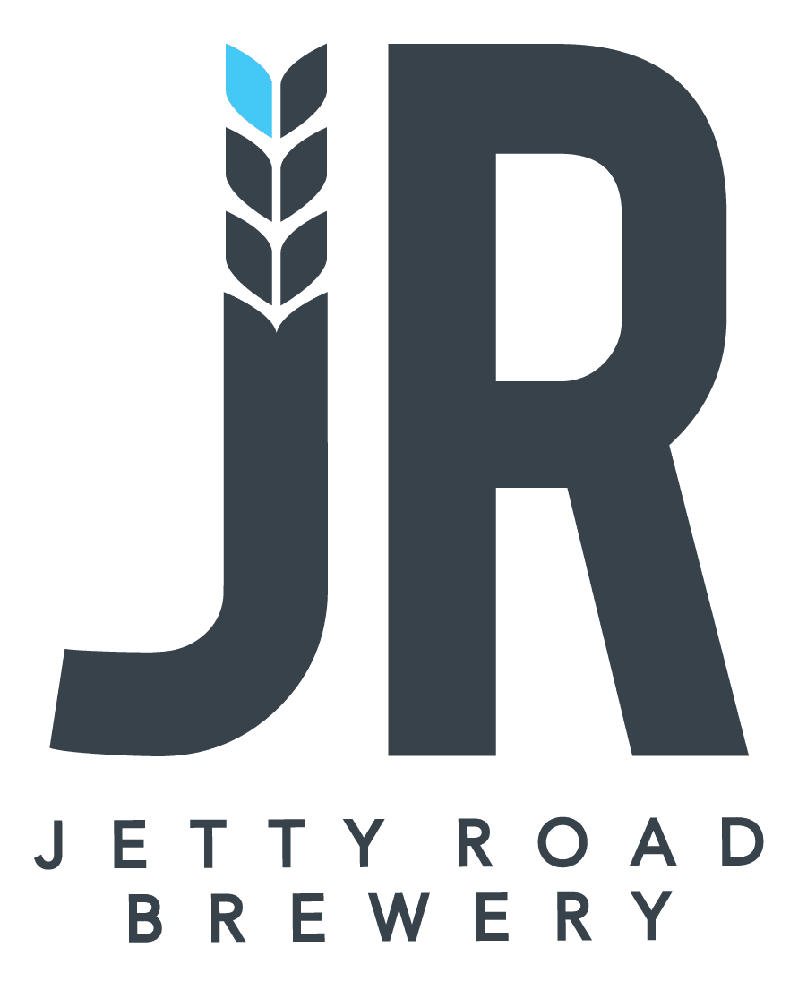 The Jetty Road Brewery logo with large stylized letters J and R, a wheat symbol with a blue leaf on top, and the words 'Jetty Road Brewery' below.