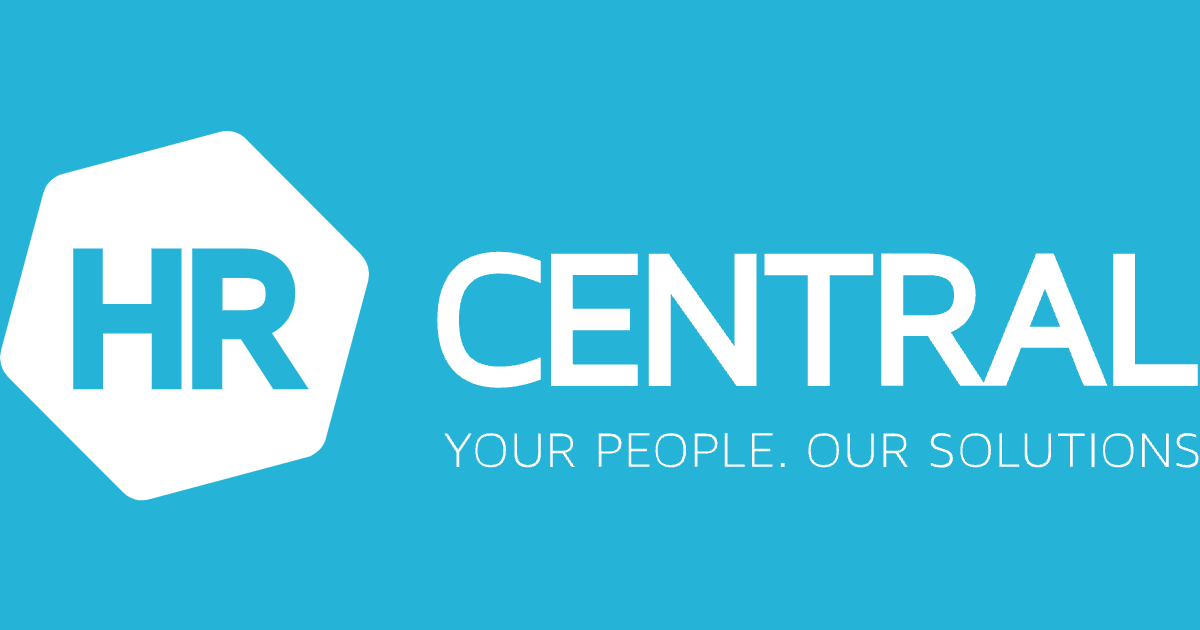 Logo for HR Central with the slogan "Your People. Our Solutions." on a blue background.
