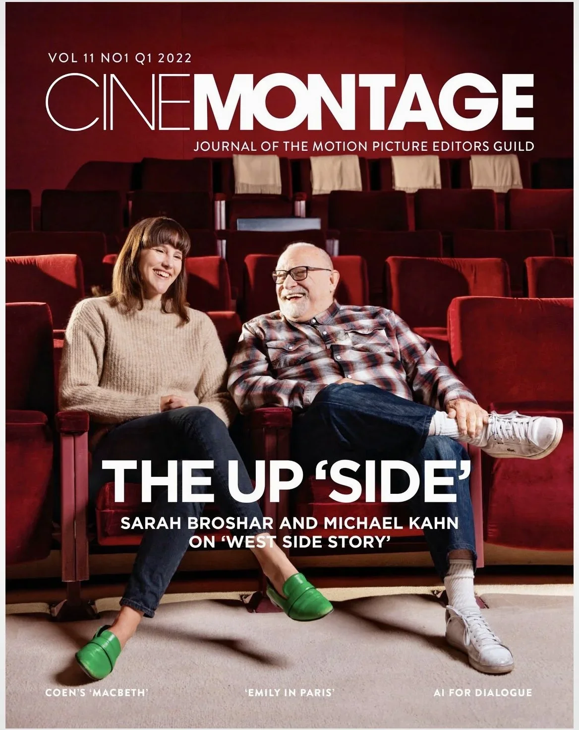 Cover of CinéMontage magazine featuring Sarah Broshar and Michael Kahn - photographed by Mark Edwards.