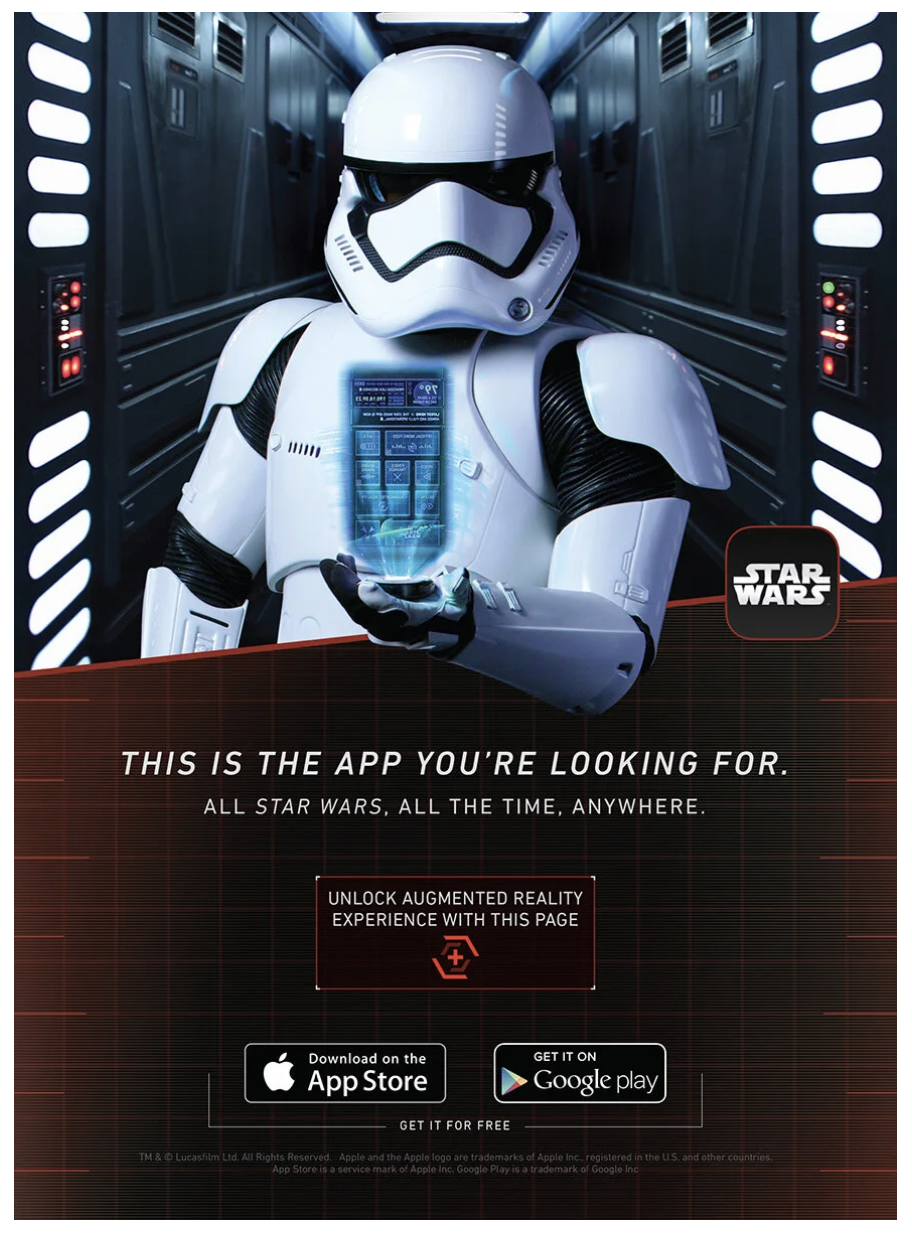 Star Wars app for augmented reality experiences, available for download on the App Store and Google Play. Photo by Mark Edwards.