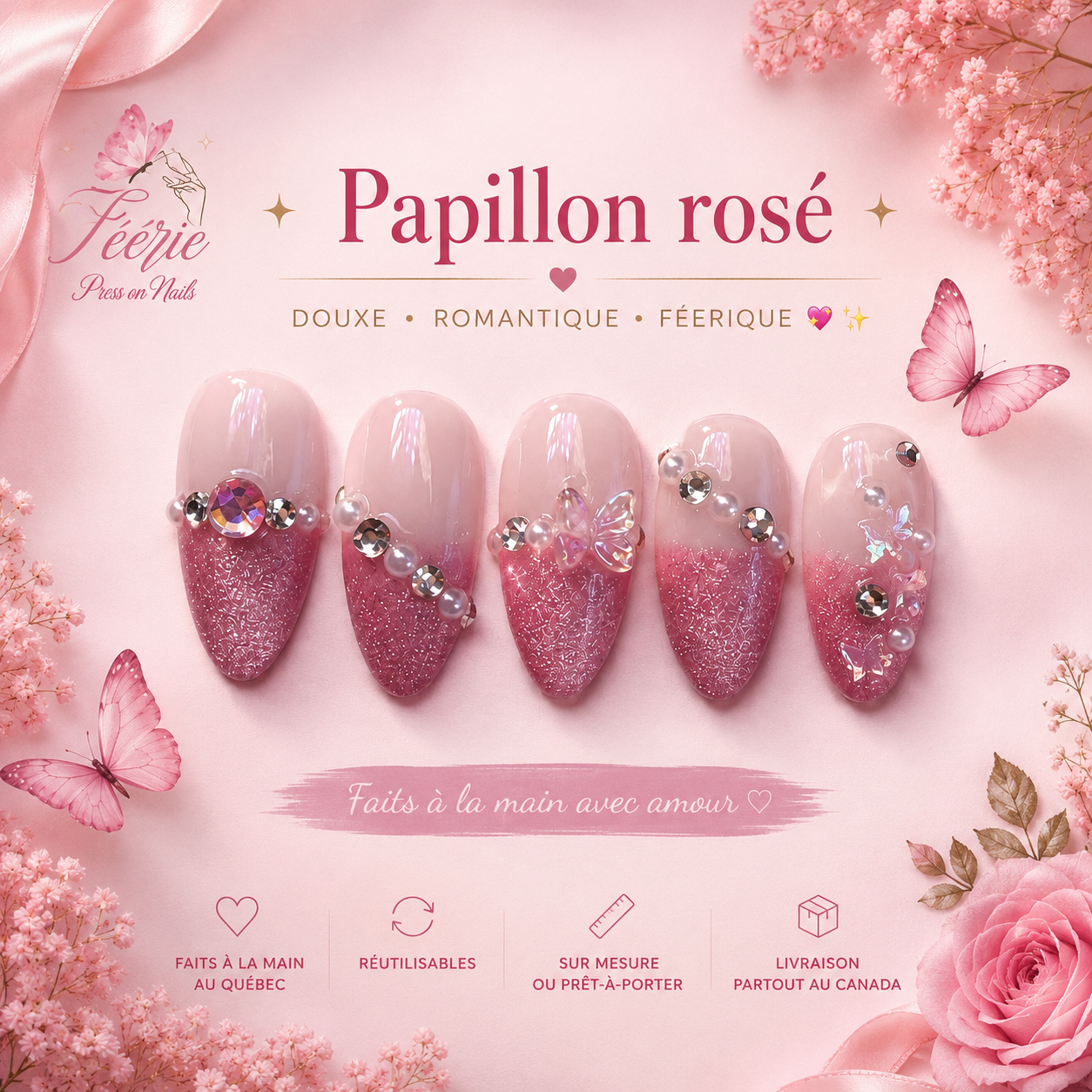 Papillon rosé