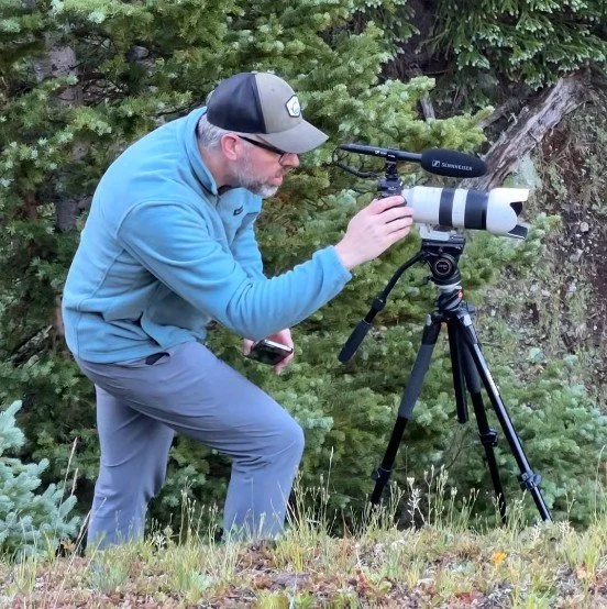 Author filming bull elk in Rocky Mountain National Park