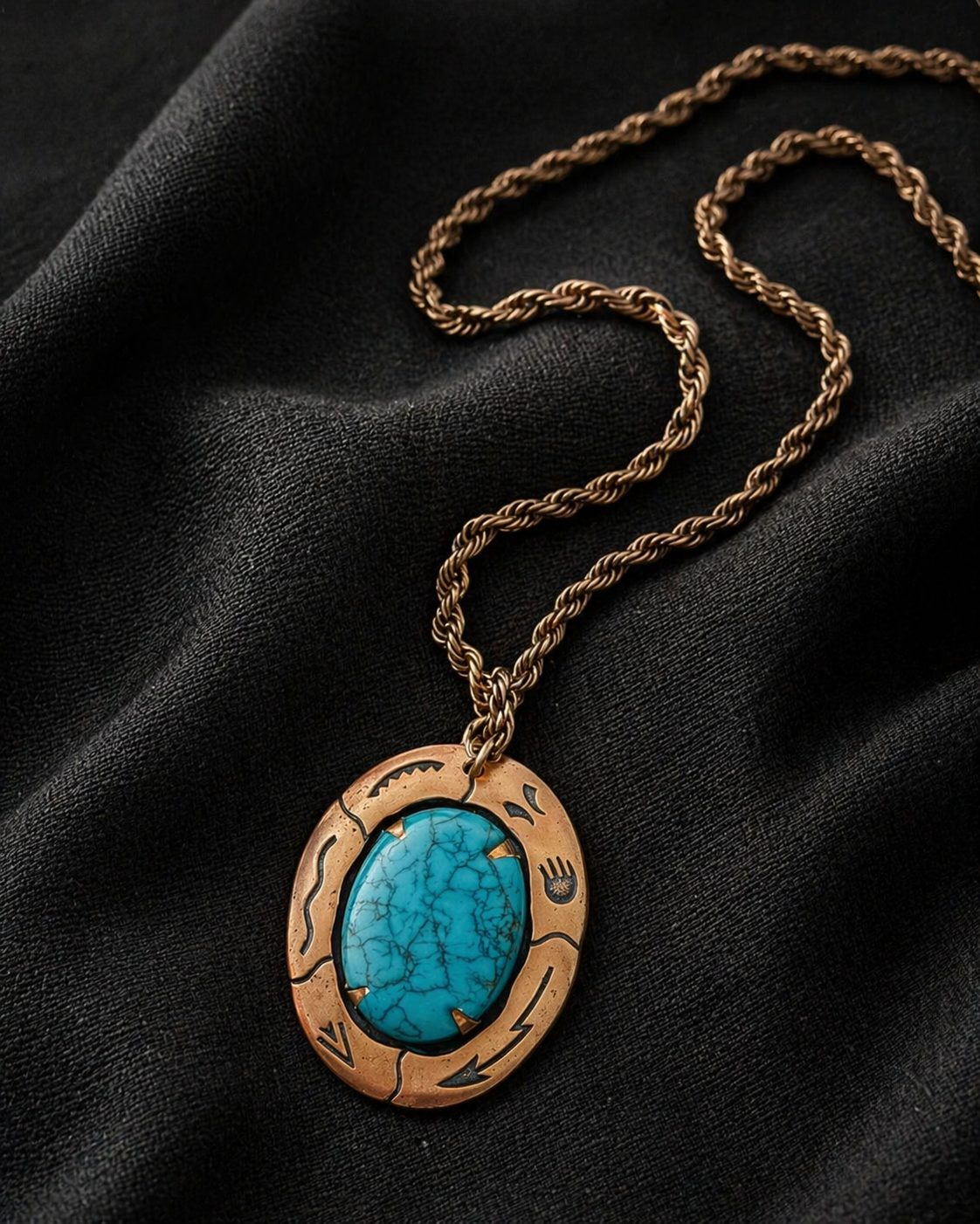Solid Copper and Stone Necklace
