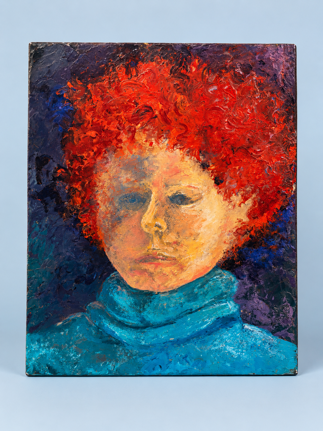 Oil on Canvas: Face with Flaming Orange Hair