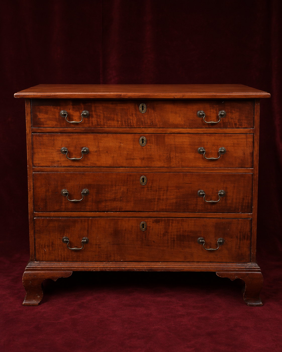 American Tiger Maple Four Drawer Chest, 1790