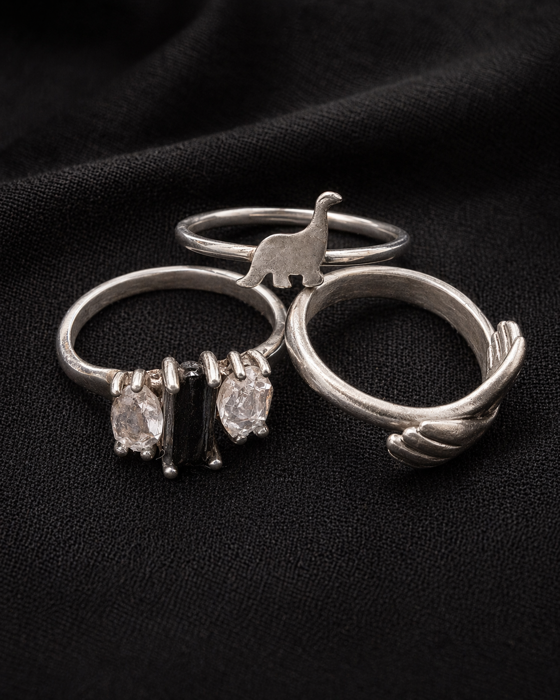 A Trio of Whimsical Sterling Silver Rings