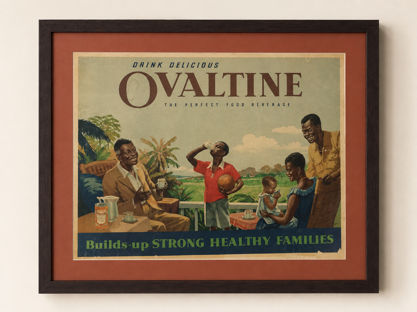 Rare Vintage Afro-British OVALTINE Poster circa 1960