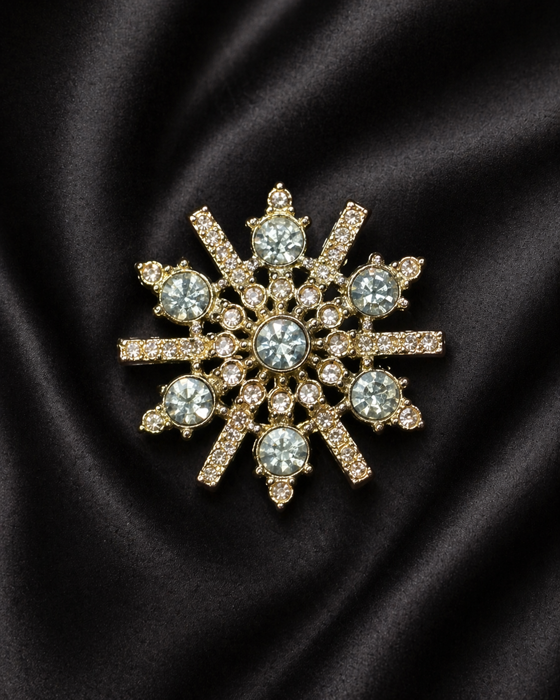 Icy Blue Snowflake Brooch