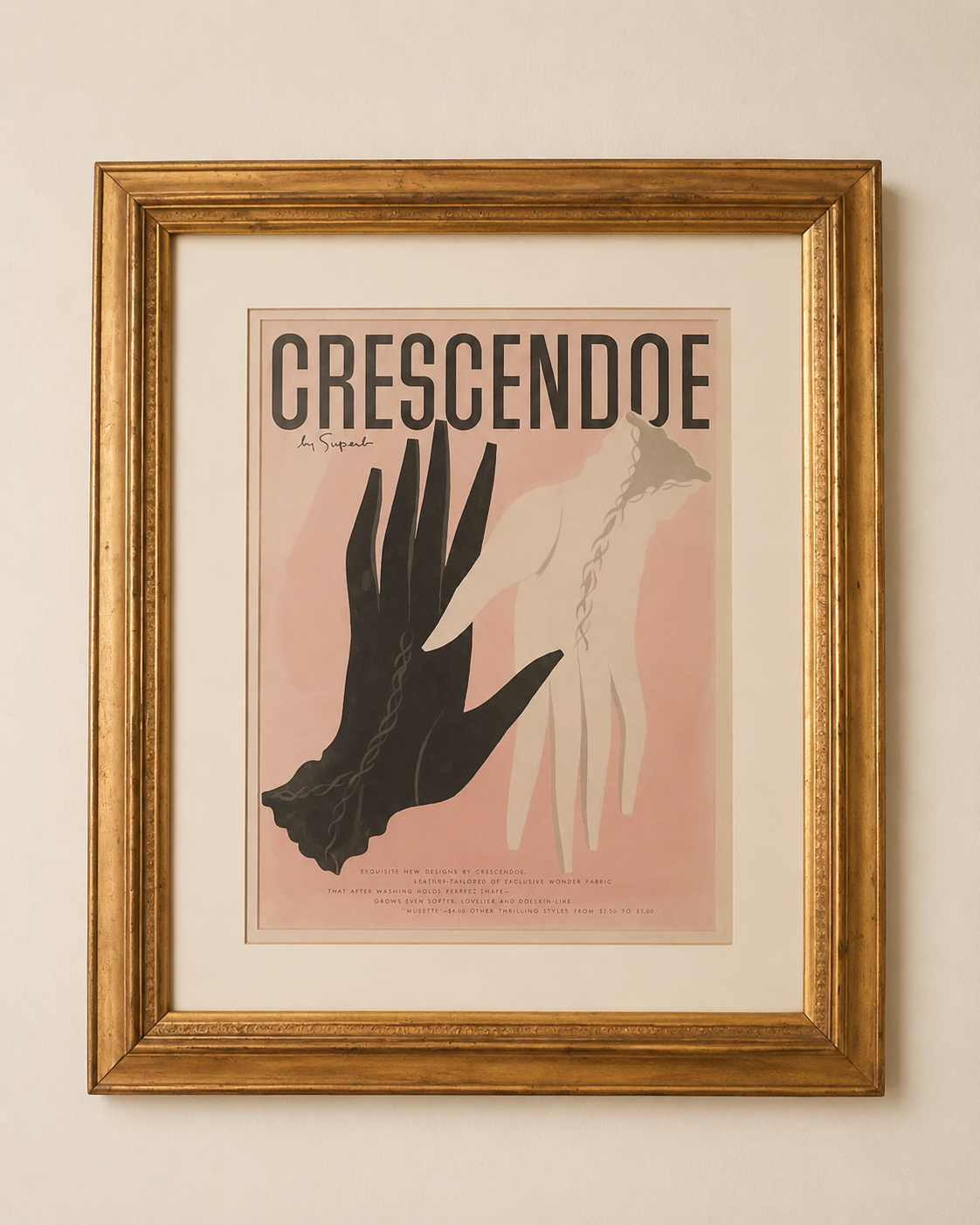 Framed "Crescendo" tearsheet from FLAIR Magazine, 1950