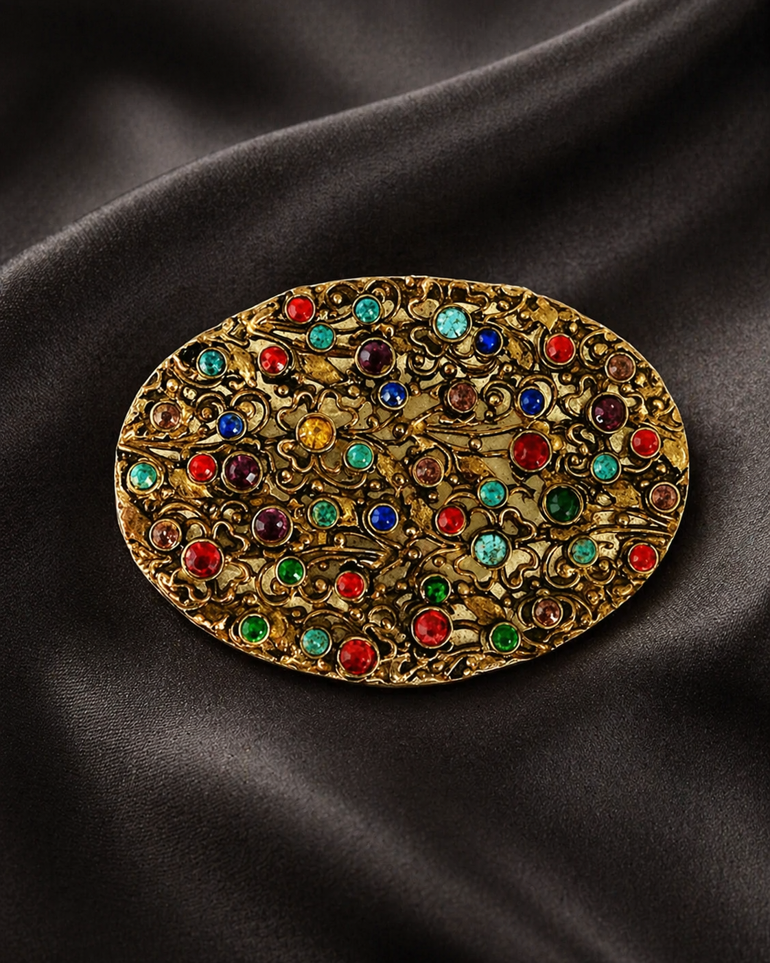 Dorset Fifth Avenue Compact  - Studded with Colored Stones. Circa 1940