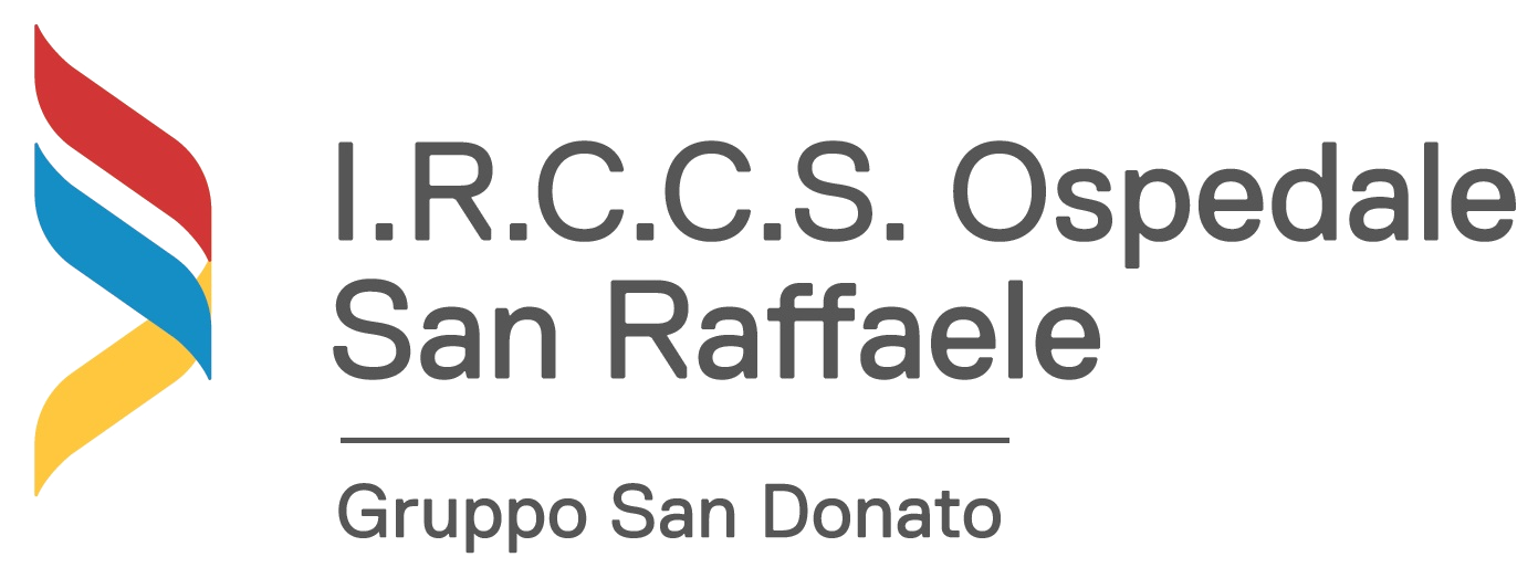 Logo dell'Istituto di Ricovero e Cura a Carattere Scientifico (IRCCS) dell'Ospedale San Raffaele, con testo che indica il nome dell'ospedale e del gruppo San Donato.