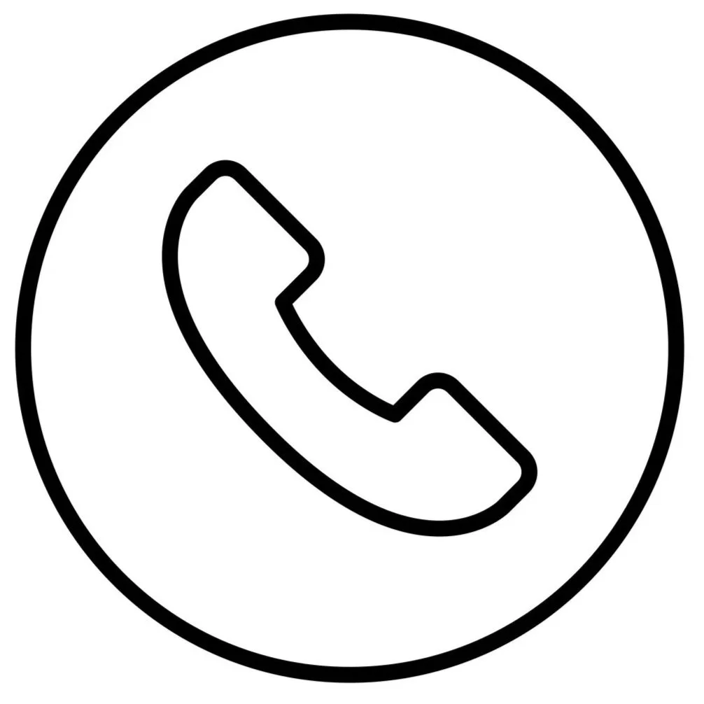 Icona di un telefono all'interno di un cerchio.