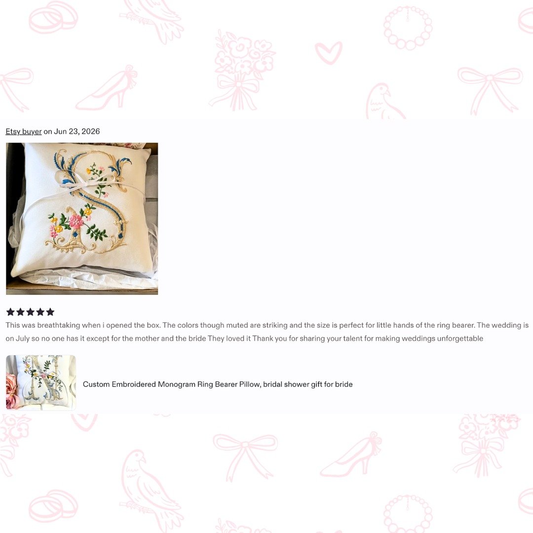✨ Reviews like this are the reason we do what we do.
Every stitch is made with care because we know these aren't just wedding accessories&mdash;they become treasured keepsakes that families hold onto for years to come.
Thank you for trusting us to be