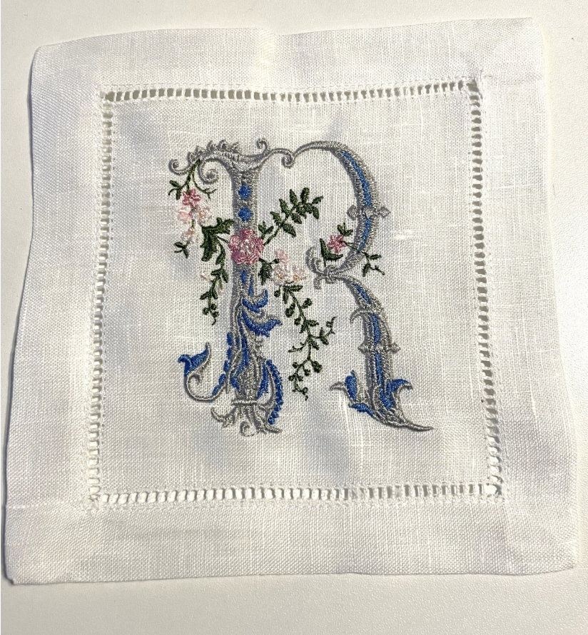 Custom Monogram Linen Cocktail Napkins | Embroidered Wedding & Party Napkins | Personalized Hostess Gift