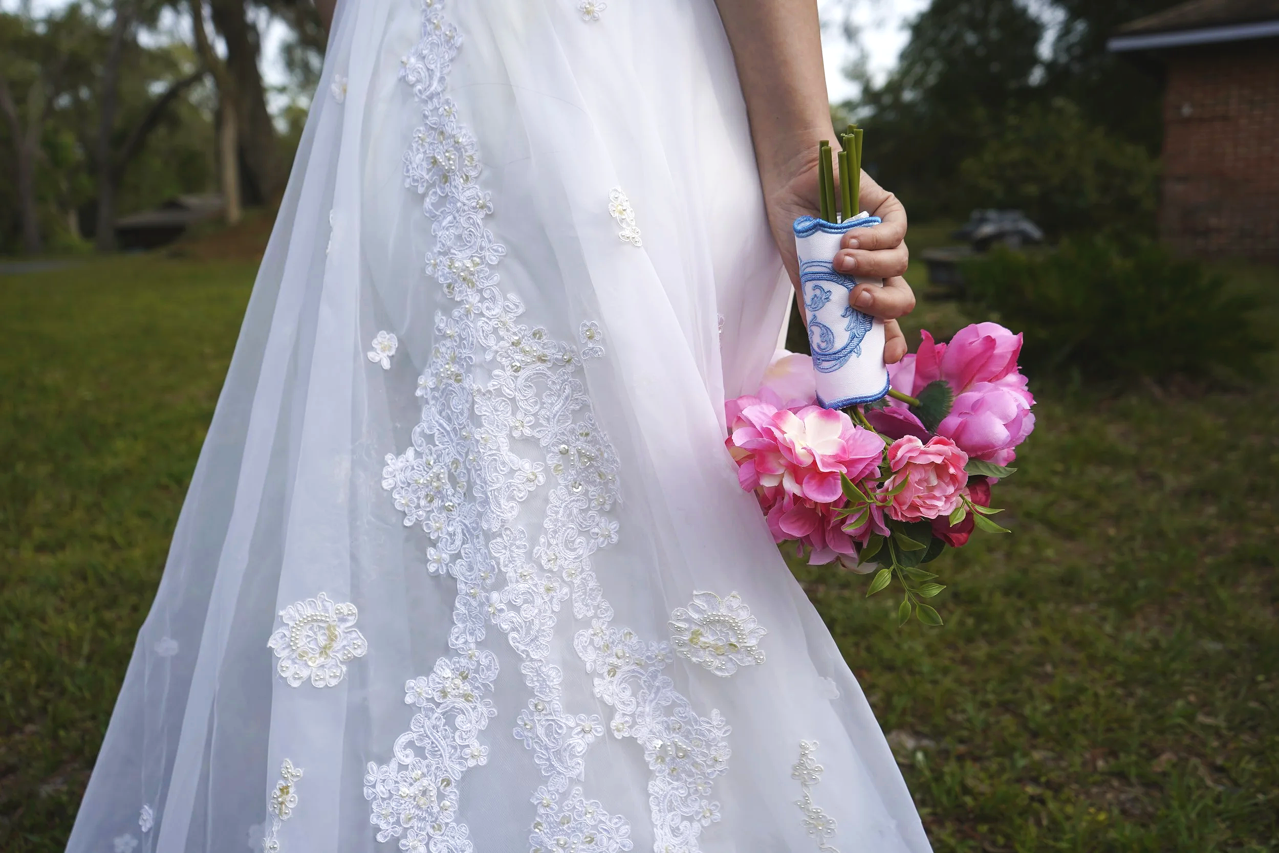 customized embroidered wedding dress tag