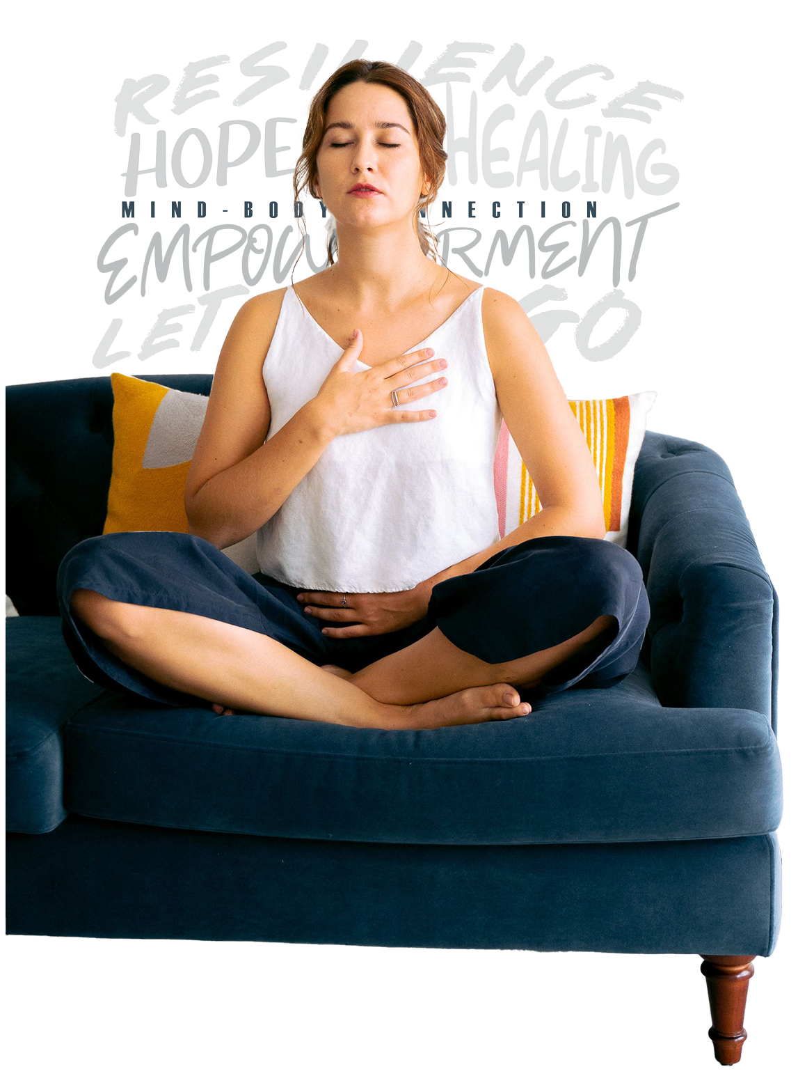 Mind body connection woman breathing somatic practice