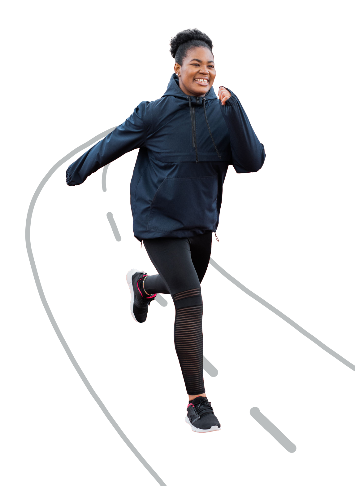 Woman jogging road recovery pain