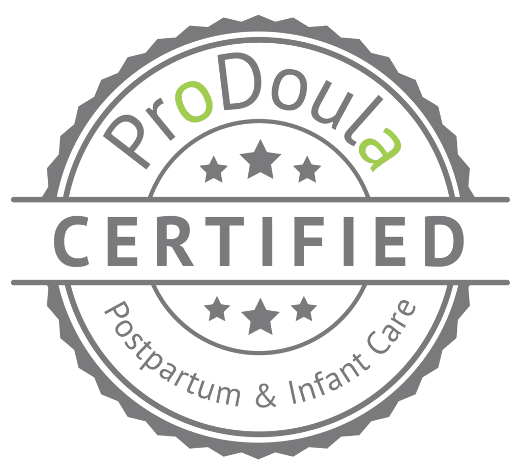 ProDoula certified postpartum and infant care badge