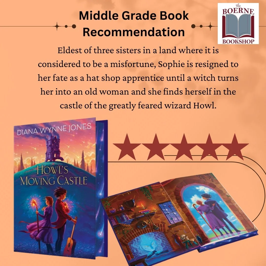 Such a fun fantasy book!

#theboernebookshop #middlegradebooks #howl'smovingcastle