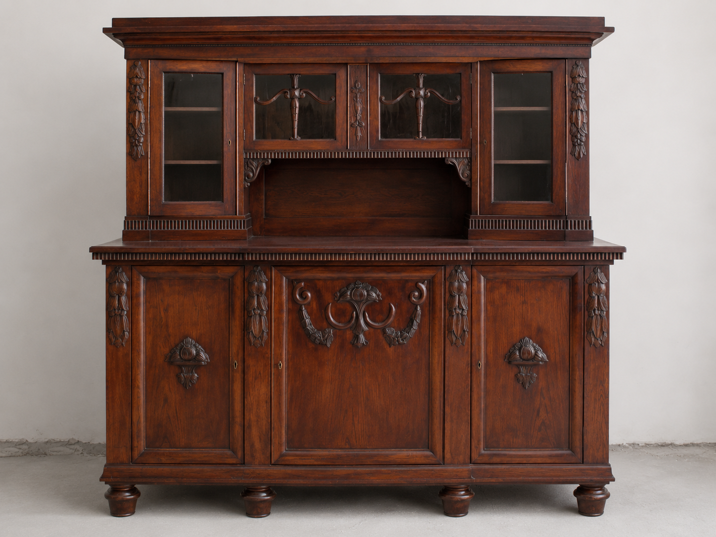 Newly made sideboard with professionally aged finish for a historic interior