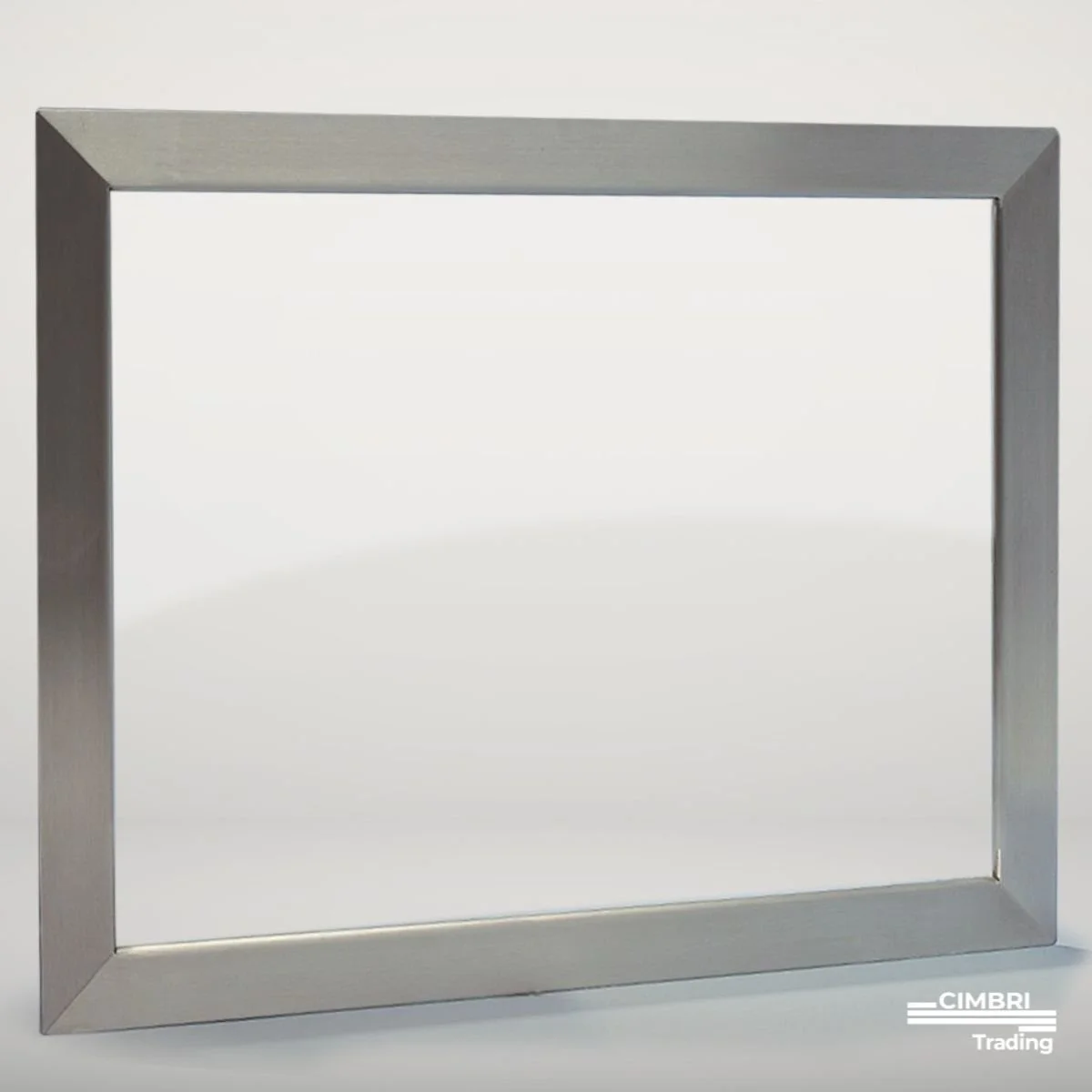 Silver metal rectangular frame against a white background.