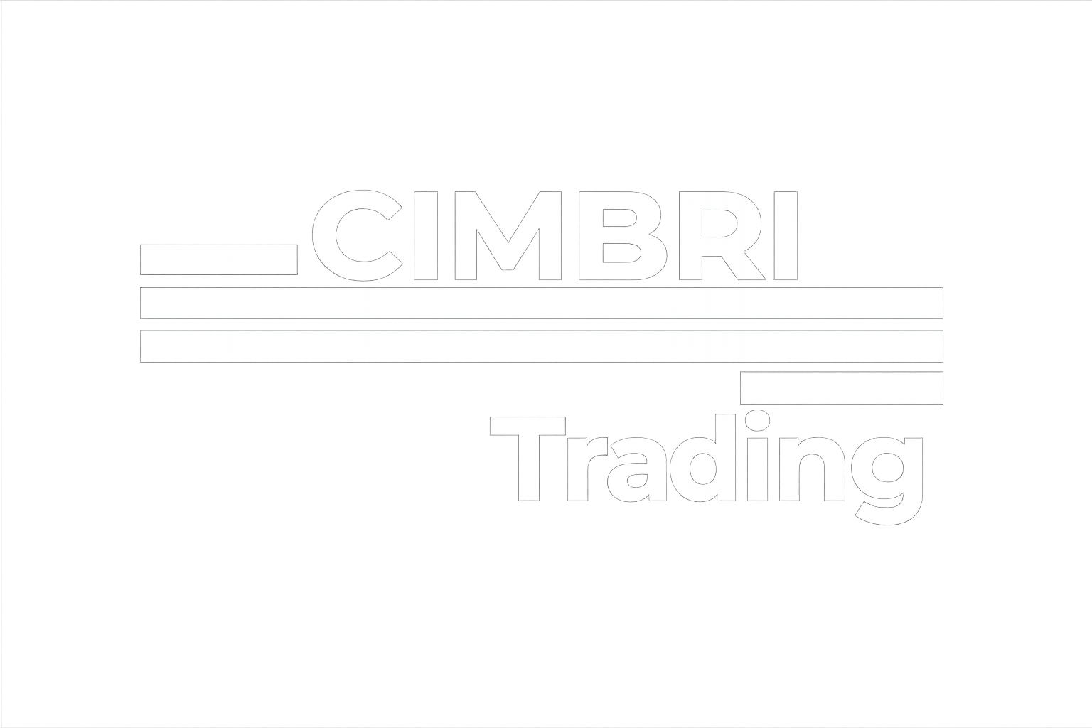 Black background with white text and lines that reads 'CIMBRI Trading'.