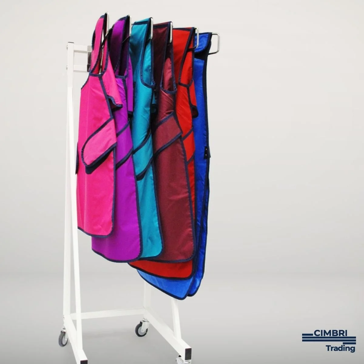 Mobile Apron Rack with Aprons