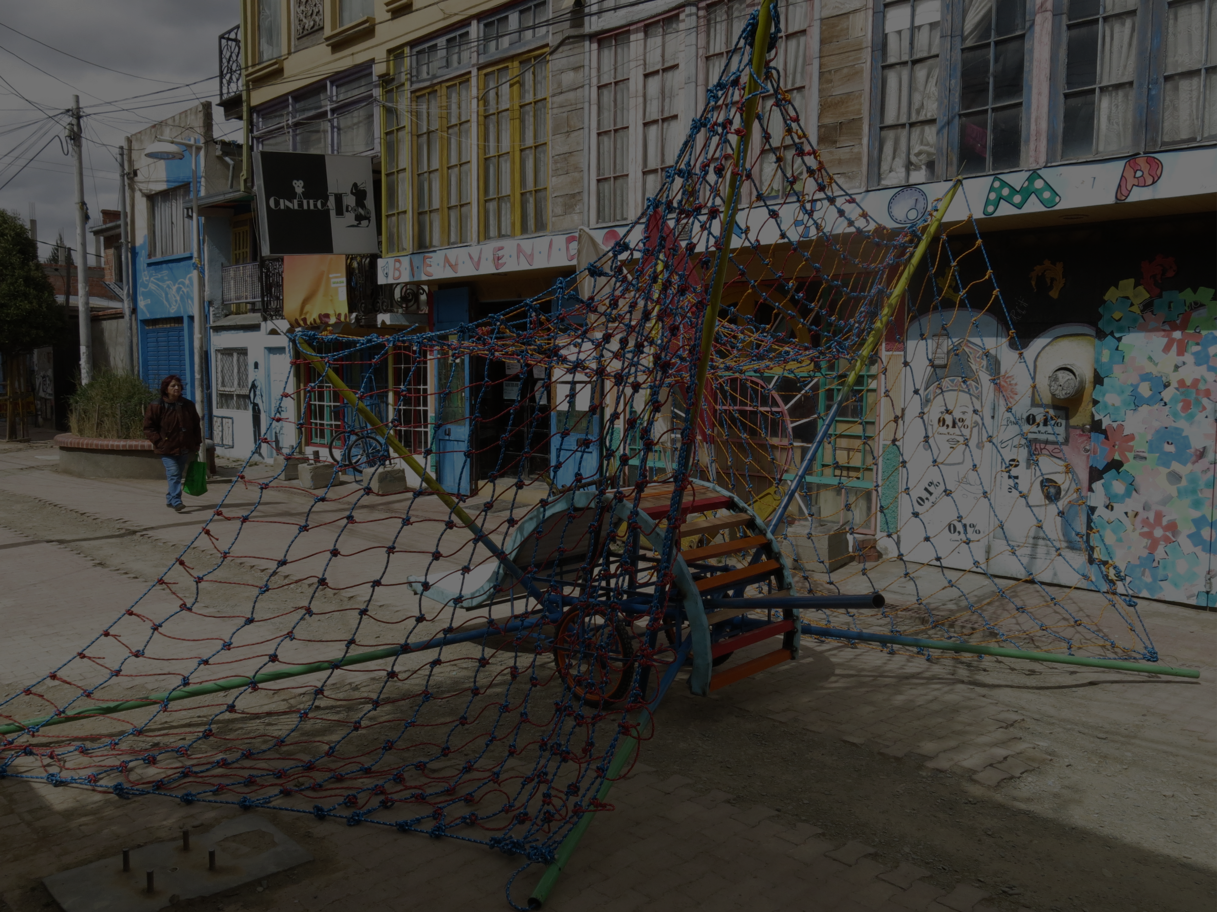 colorful model in the street of La Paz, Bolivia