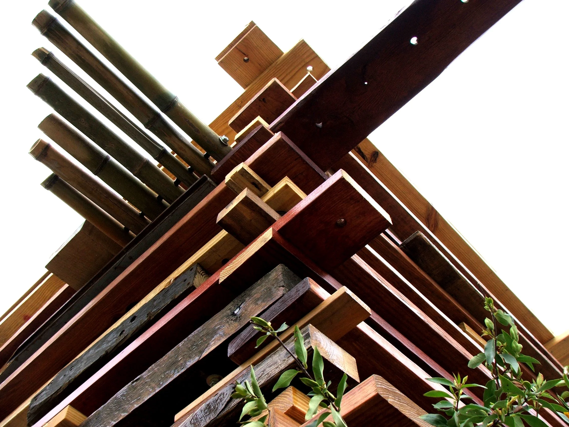 Different types of wood making building exterior