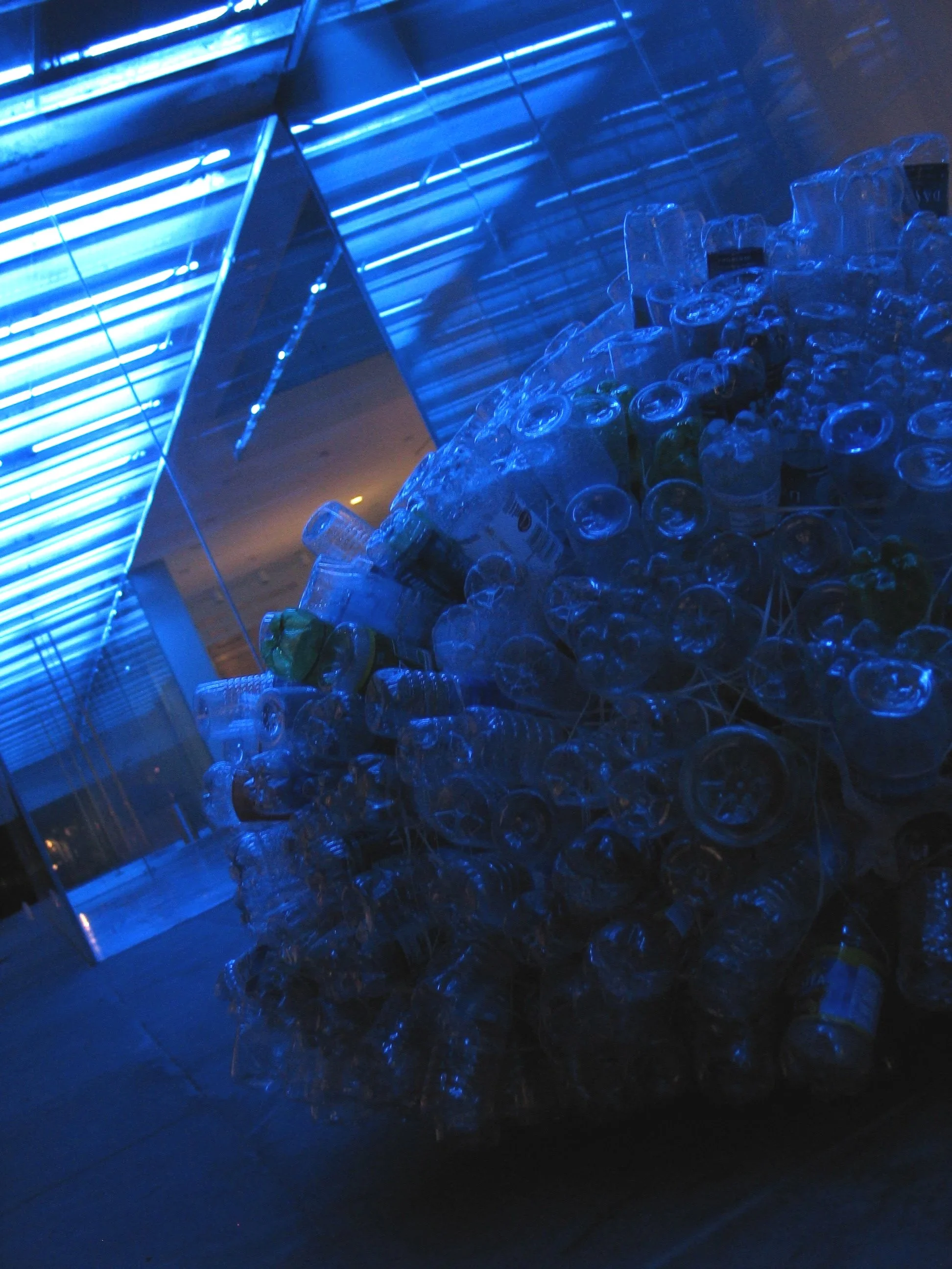 Exhibit made out of bottles and recycled material