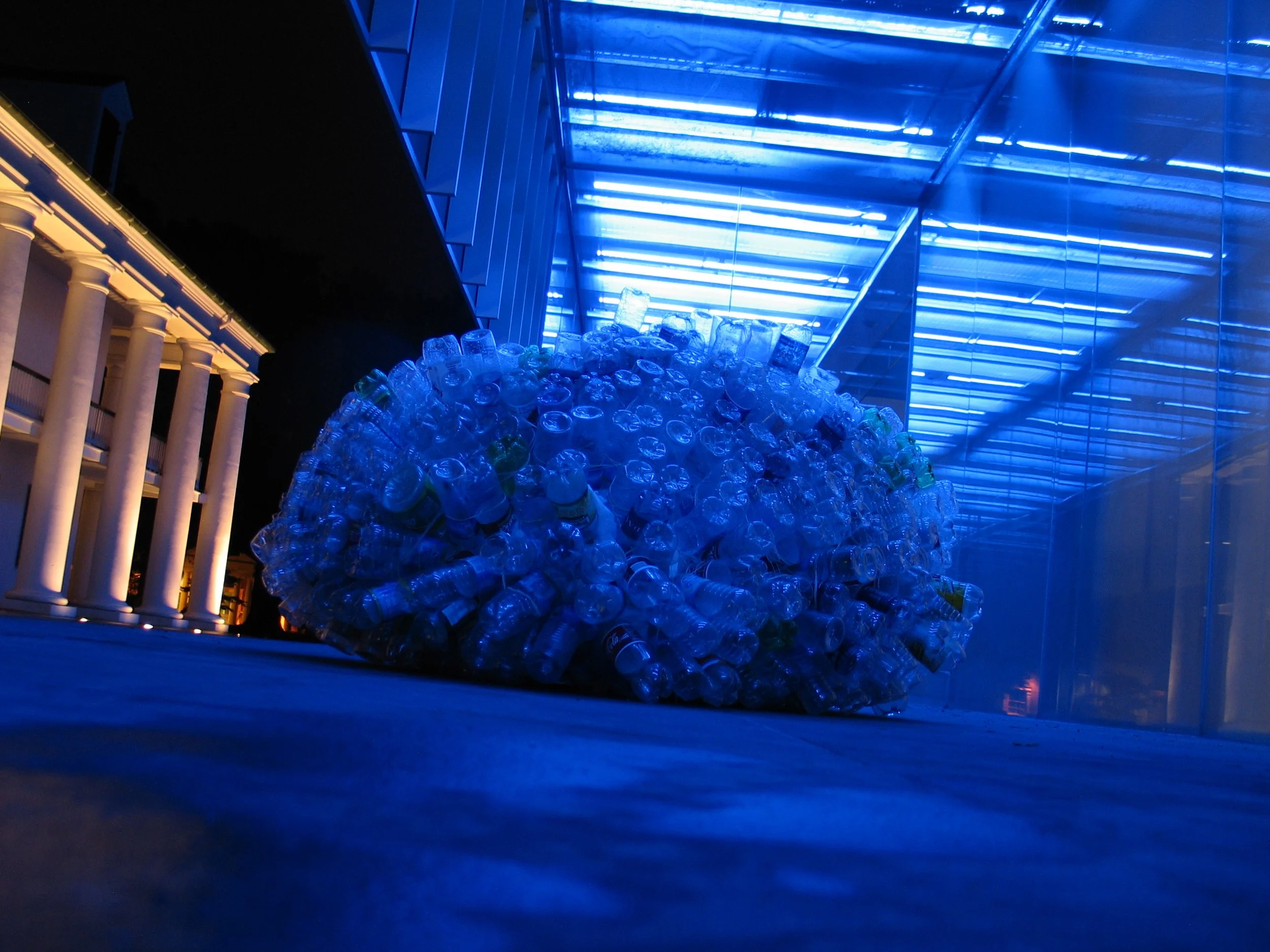 Exhibit made out of bottles and recycled material