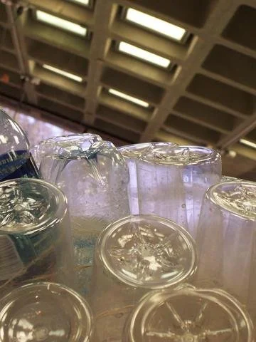 close up of recycled bottles used in street urchin project
