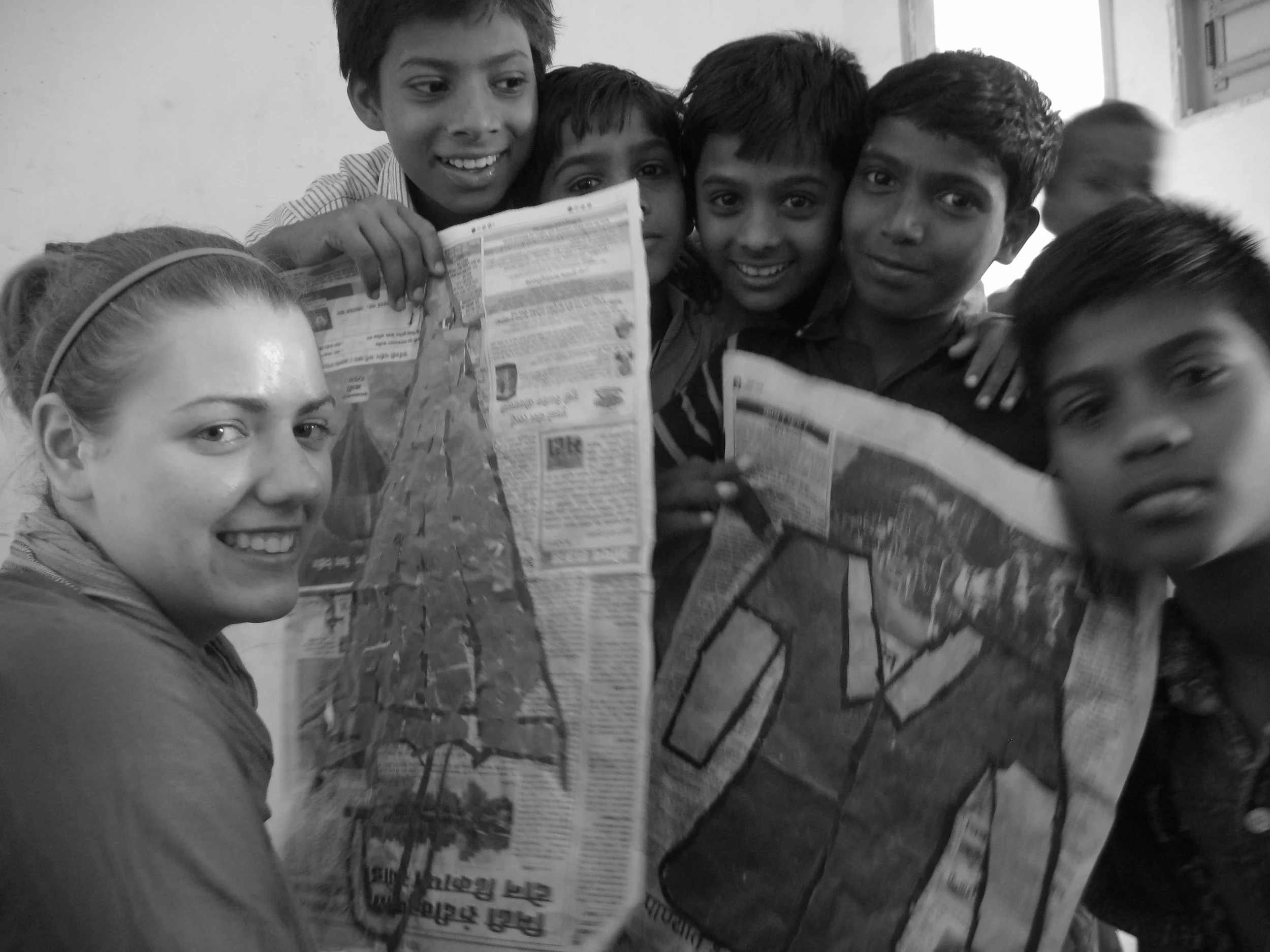 Volunteer with students