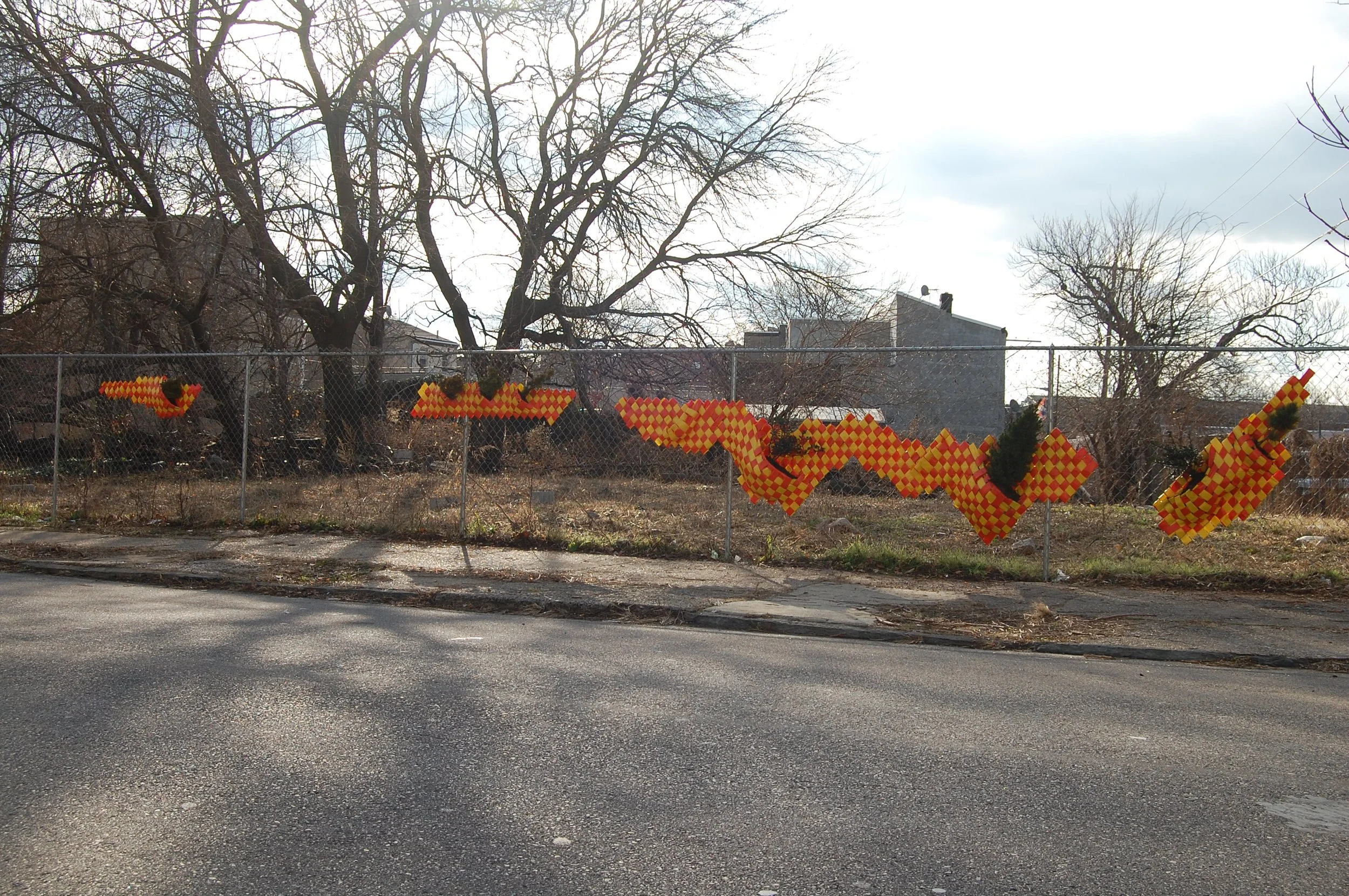 Fence pocket with different trees