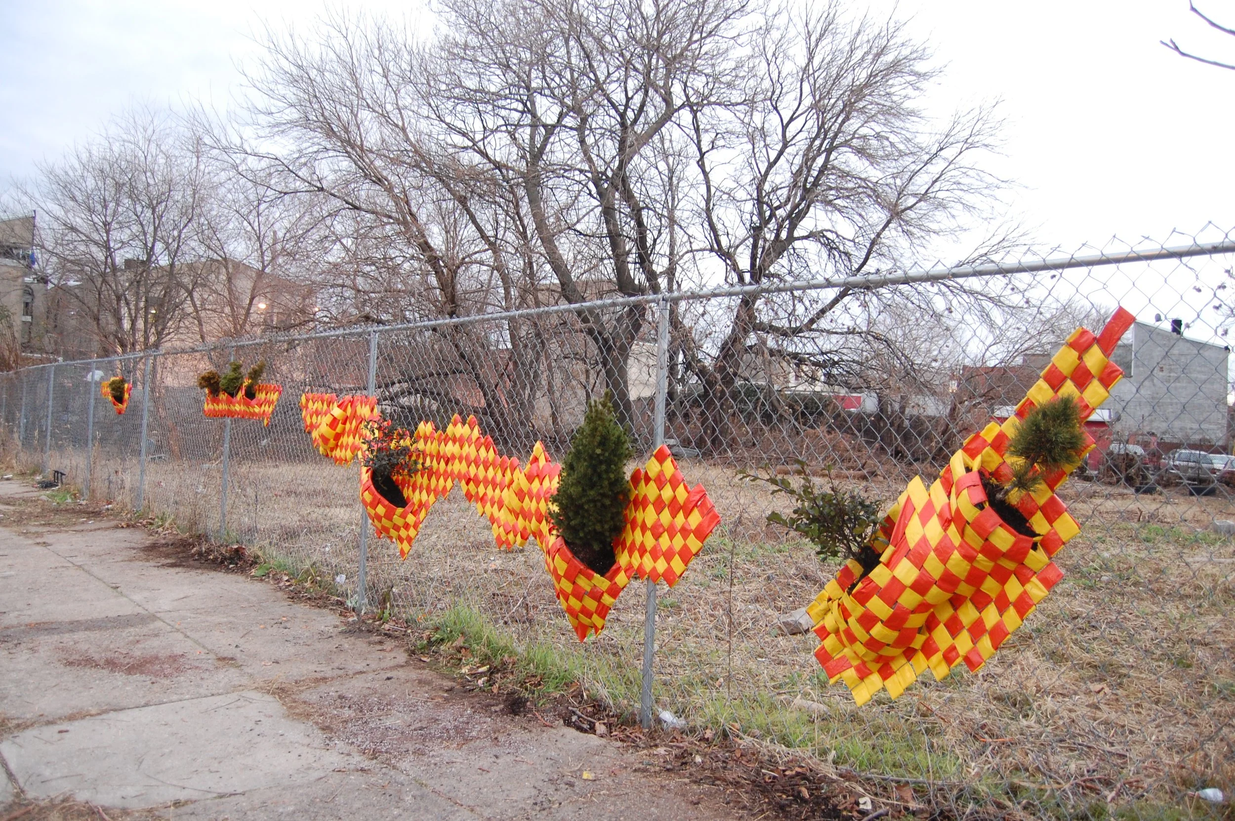 Fence pocket with different trees