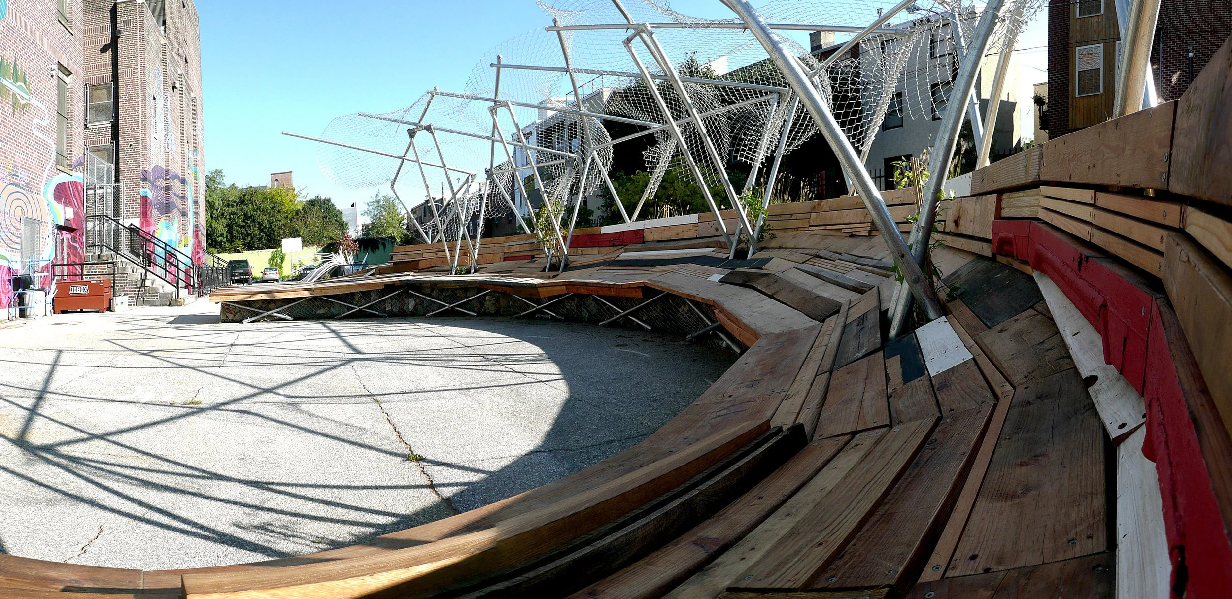 Full photo of Chainlink green project showing communal space