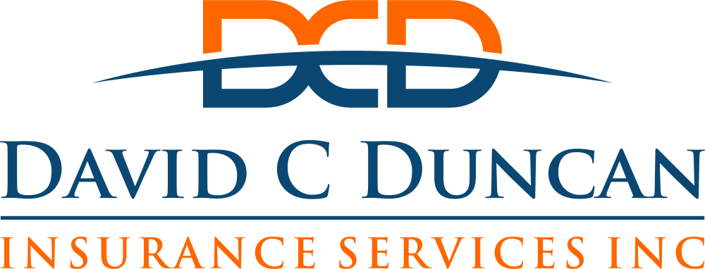 Logo for David C Duncan Insurance Services Inc. with stylized 'DCD' initials in orange and blue, and the company name below.