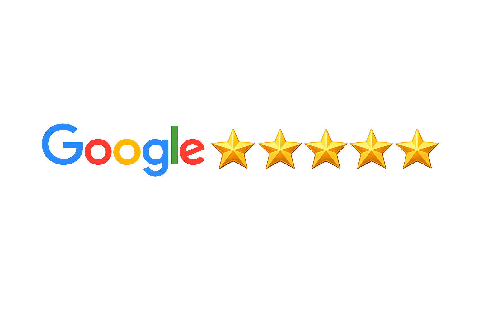 Google logo with a five-star rating above