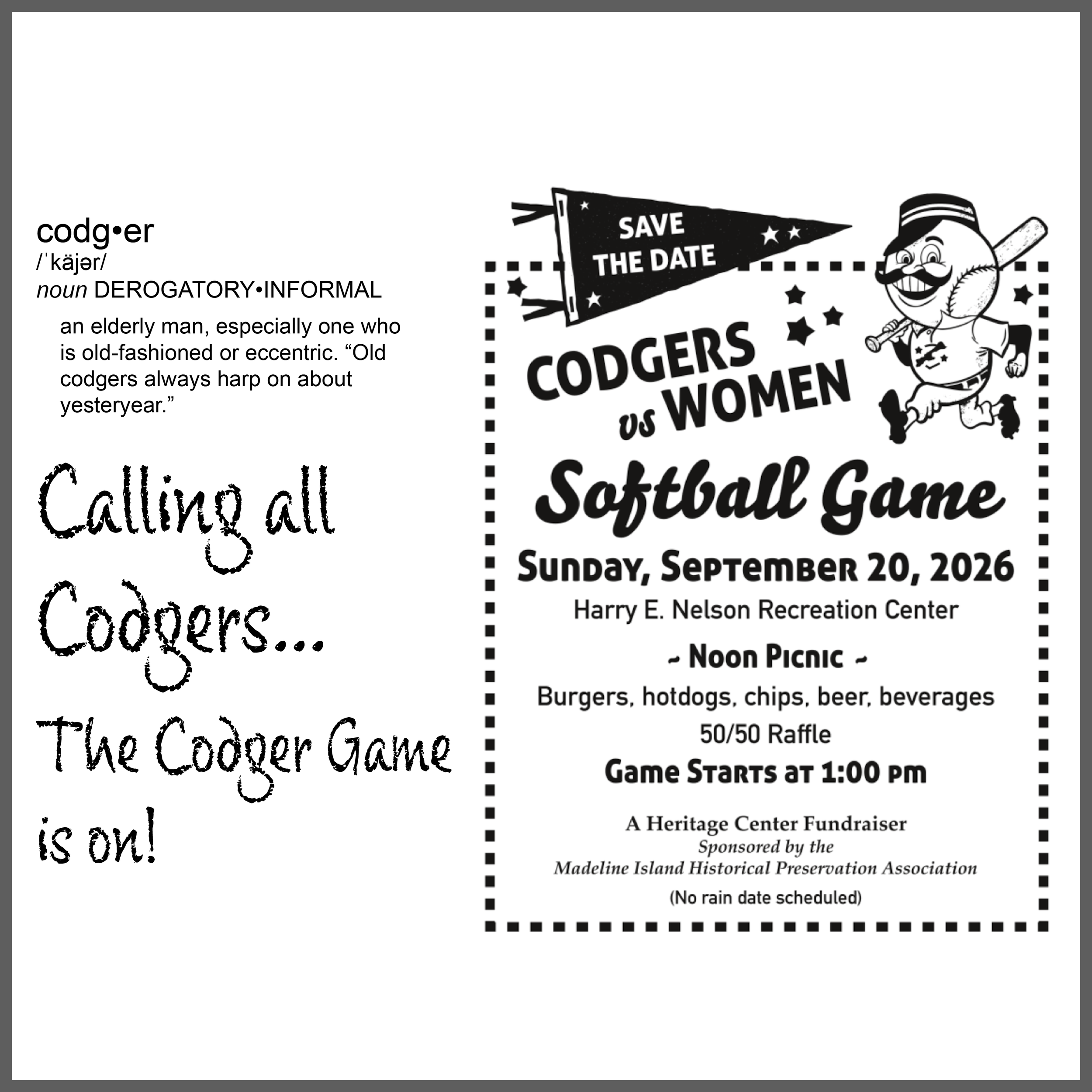 Codger Softball Game &amp; Picnic