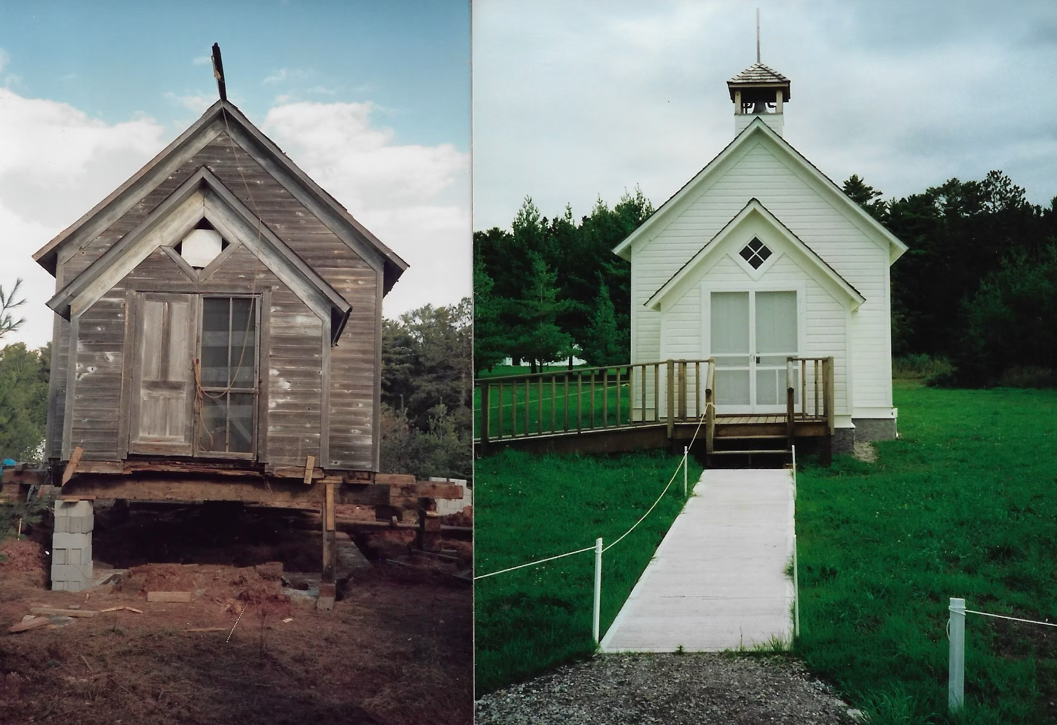 Old and renovated Lake View School.