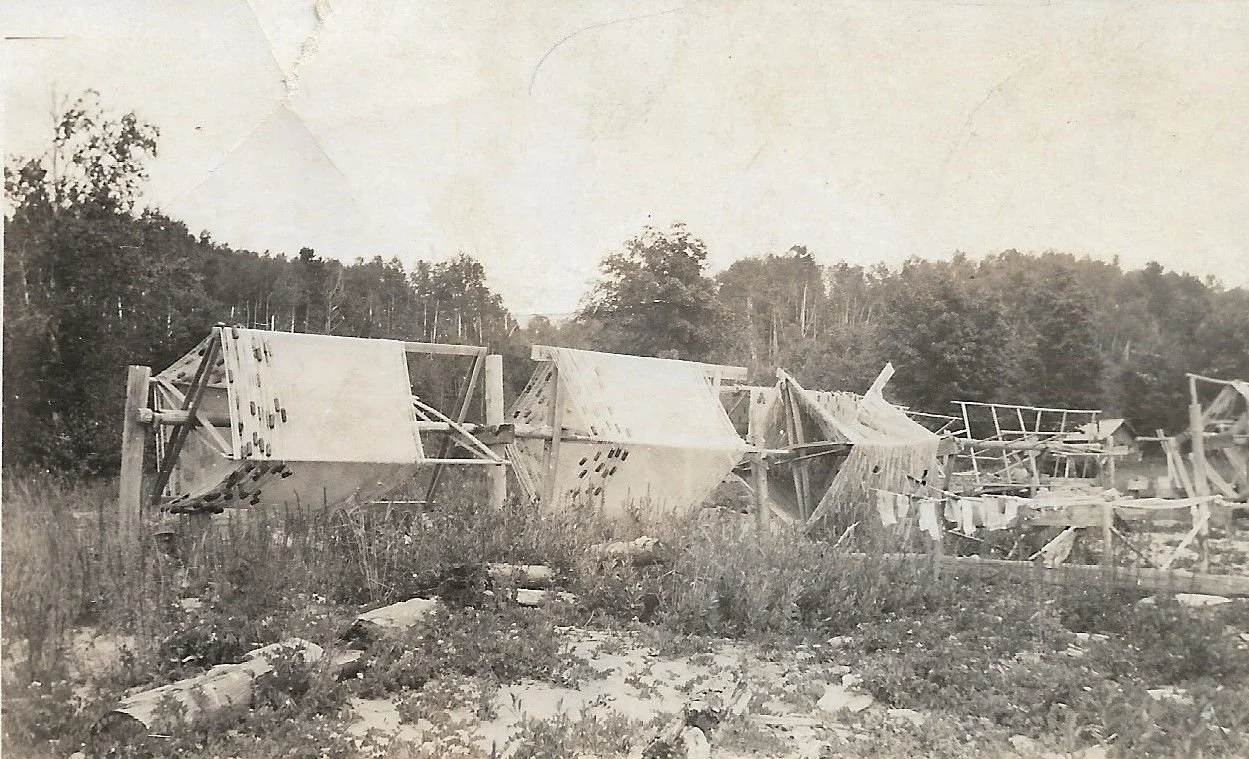 Racks used at an island fish camp to dry fish nets.