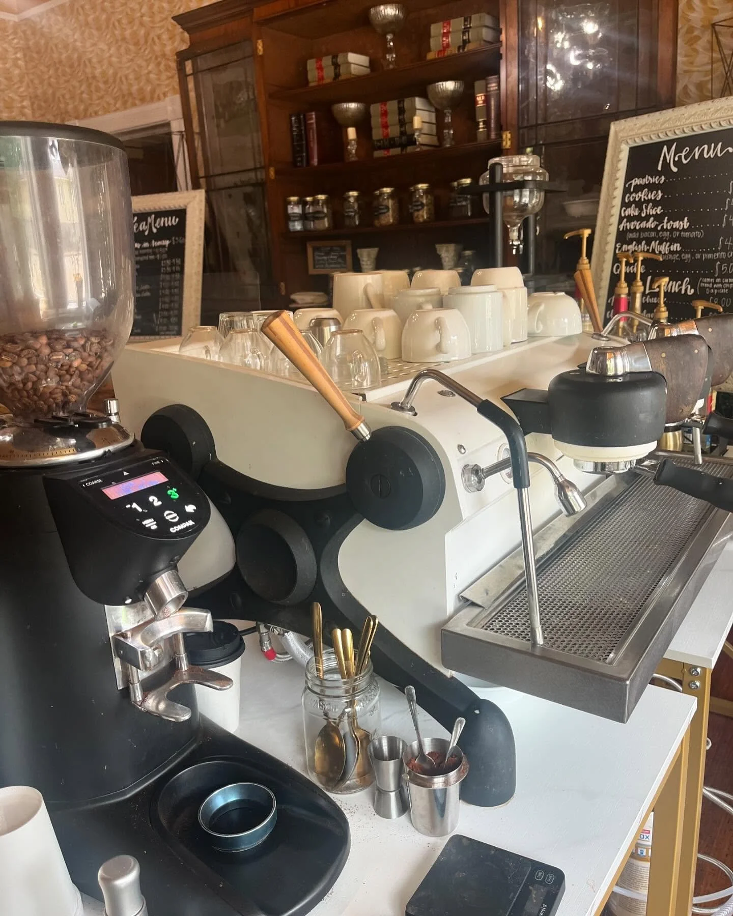 The Slayer has a new home at Greystone Coffee &amp; Tea House! He loves it here! Come get your Latte!