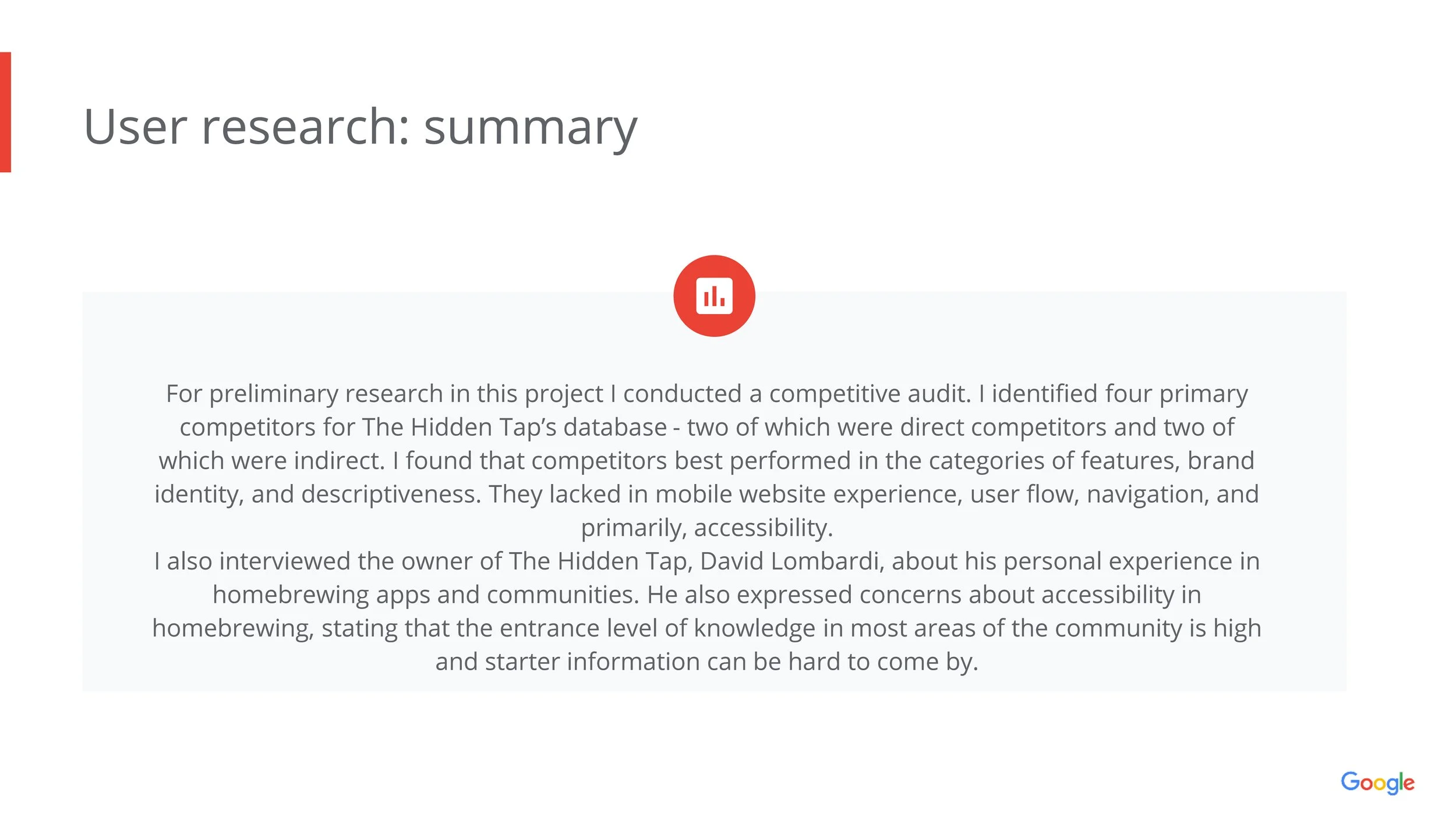 user research summary (slide 6/43)