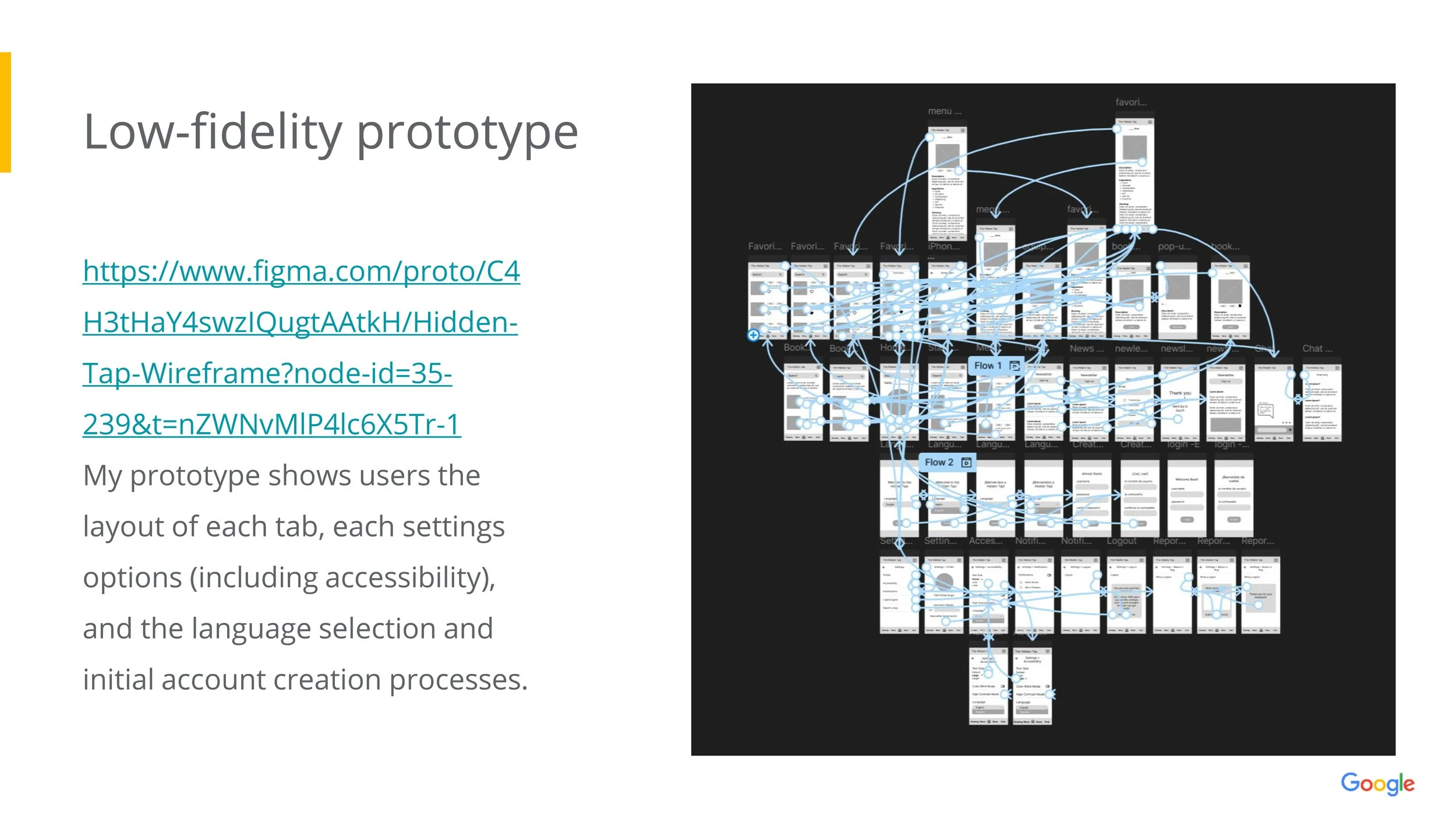 low-fidelity prototype path outline (slide 30/43)